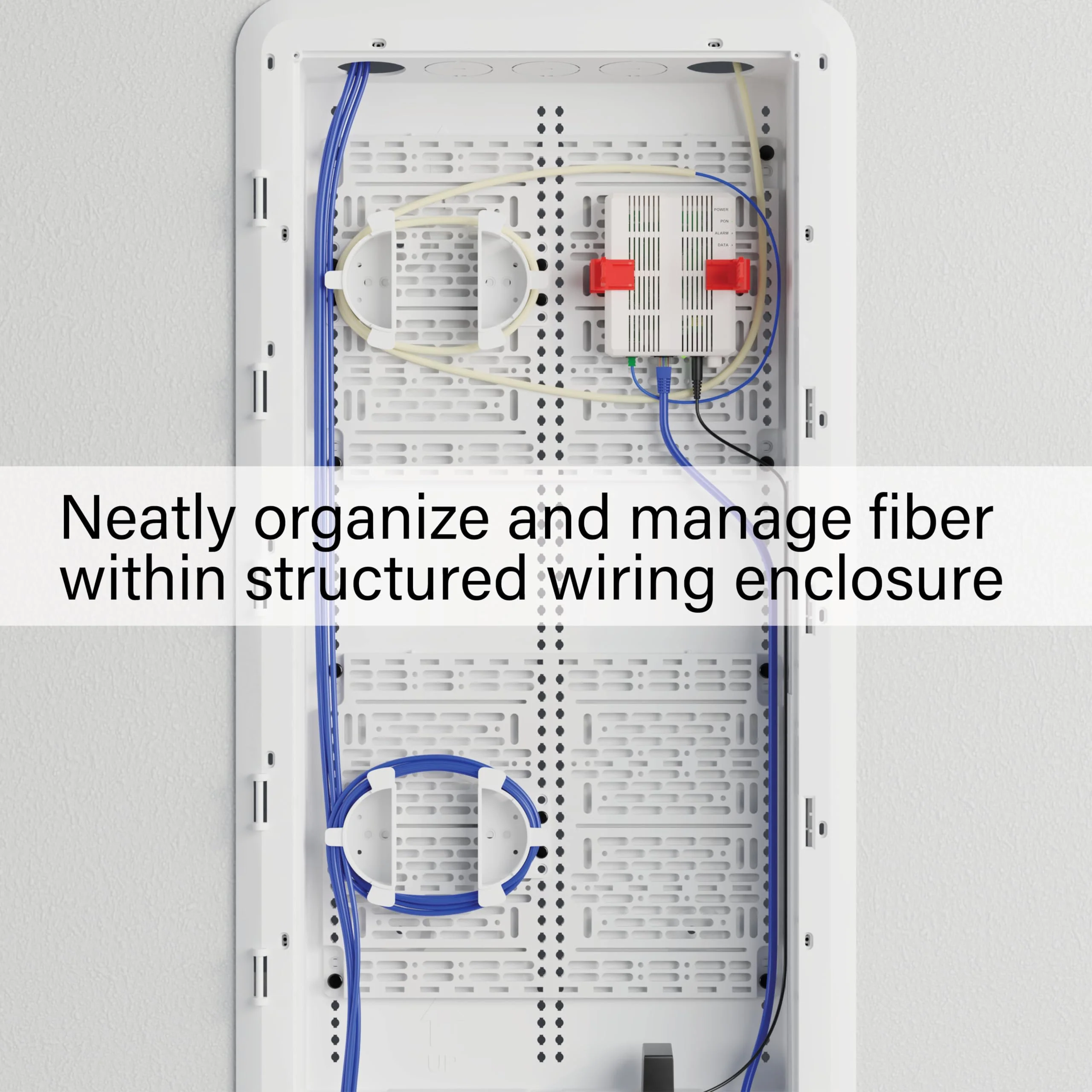 Legrand - OnQ Universal Mounting Plate 10 Inch, Secure Devices in Structured Media Enclosure Mounting Plate, Mounting Plate with 2 Rachet Clamps, Recessed Wall Plate to Organize Cable, White, AC1040F - Image 2