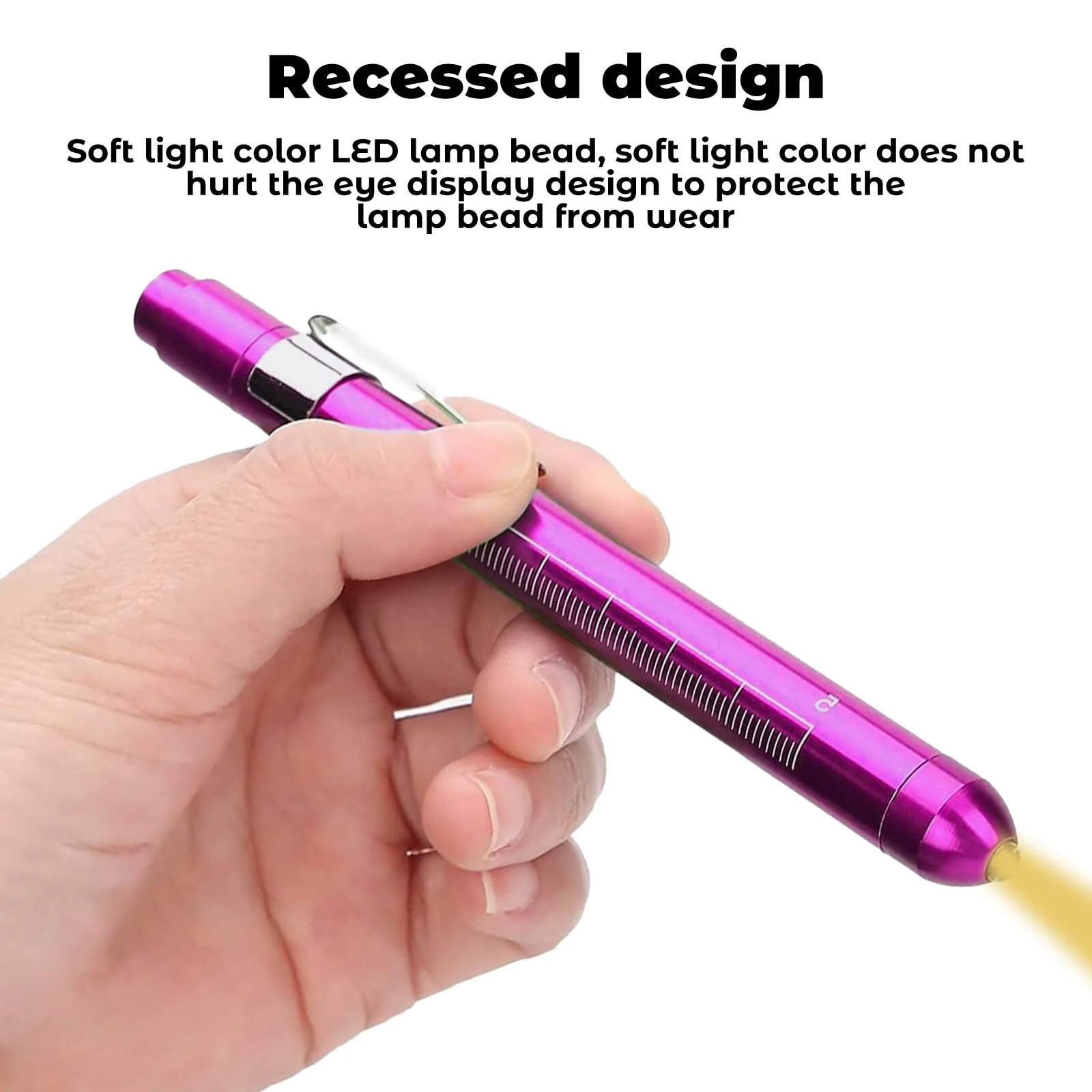 Leikurvo LED Pen Lamp for Doctors: Pack of 8 Aluminium Medical Penlight, Diagnostic Function, for Nurses and Emergency Services (Red, Purple, Green, Silver) - Image 3