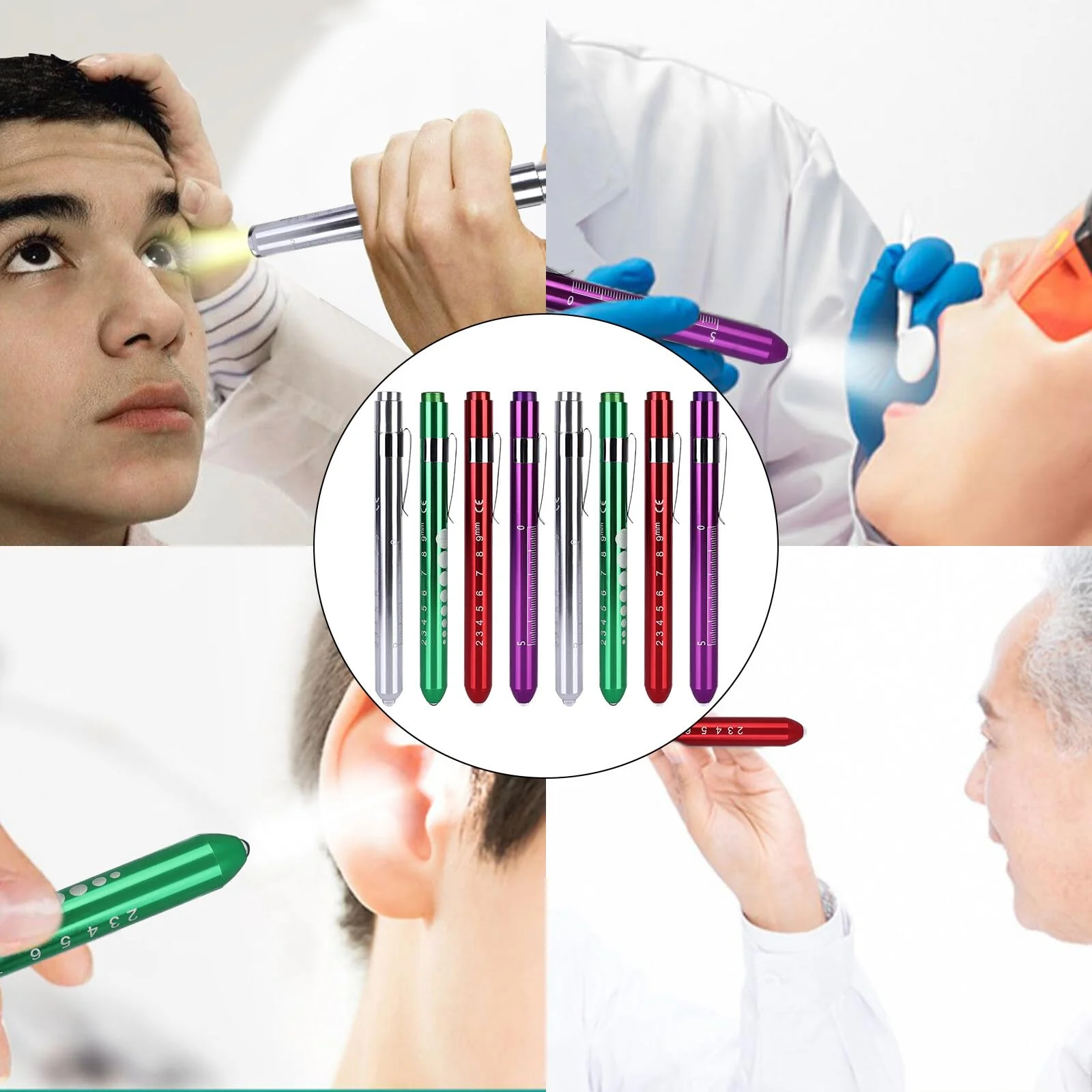 Leikurvo LED Pen Lamp for Doctors: Pack of 8 Aluminium Medical Penlight, Diagnostic Function, for Nurses and Emergency Services (Red, Purple, Green, Silver) - Image 7