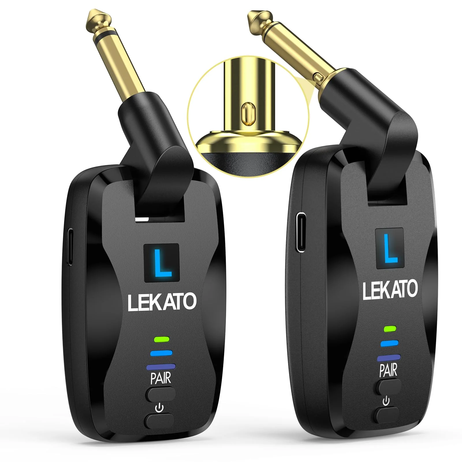 LEKATO 2.4Ghz Wireless Guitar System Exclusive Mute Plug for Electric Guitar Bass, Audio Wireless Guitar Transmitter and Receiver with 18 Channels Rechargeable Guitar Wireless System for Guitar - Image 9