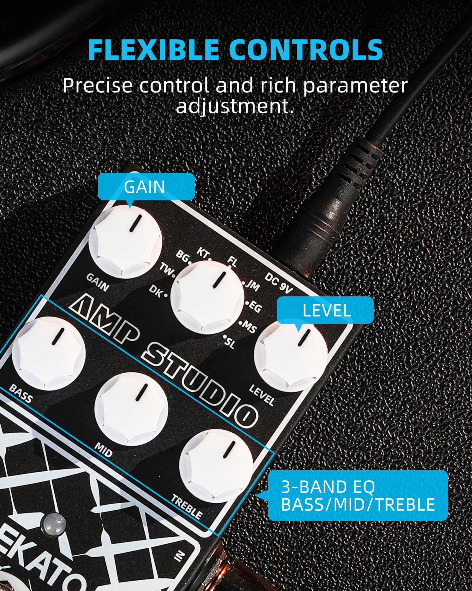 LEKATO Amp Simulator Guitar Effect Pedal with True Bypass Clean to Overdrive for Electric Guitar Bypass (EP-01) Black Amp Simulator - Image 6