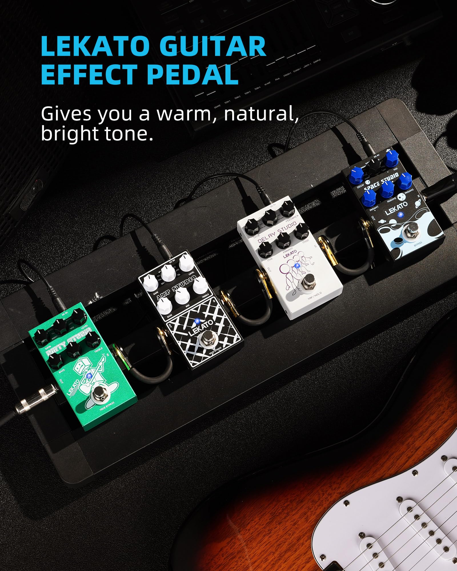 LEKATO Amp Simulator Guitar Effect Pedal with True Bypass Clean to Overdrive for Electric Guitar Bypass (EP-01) Black Amp Simulator - Image 7
