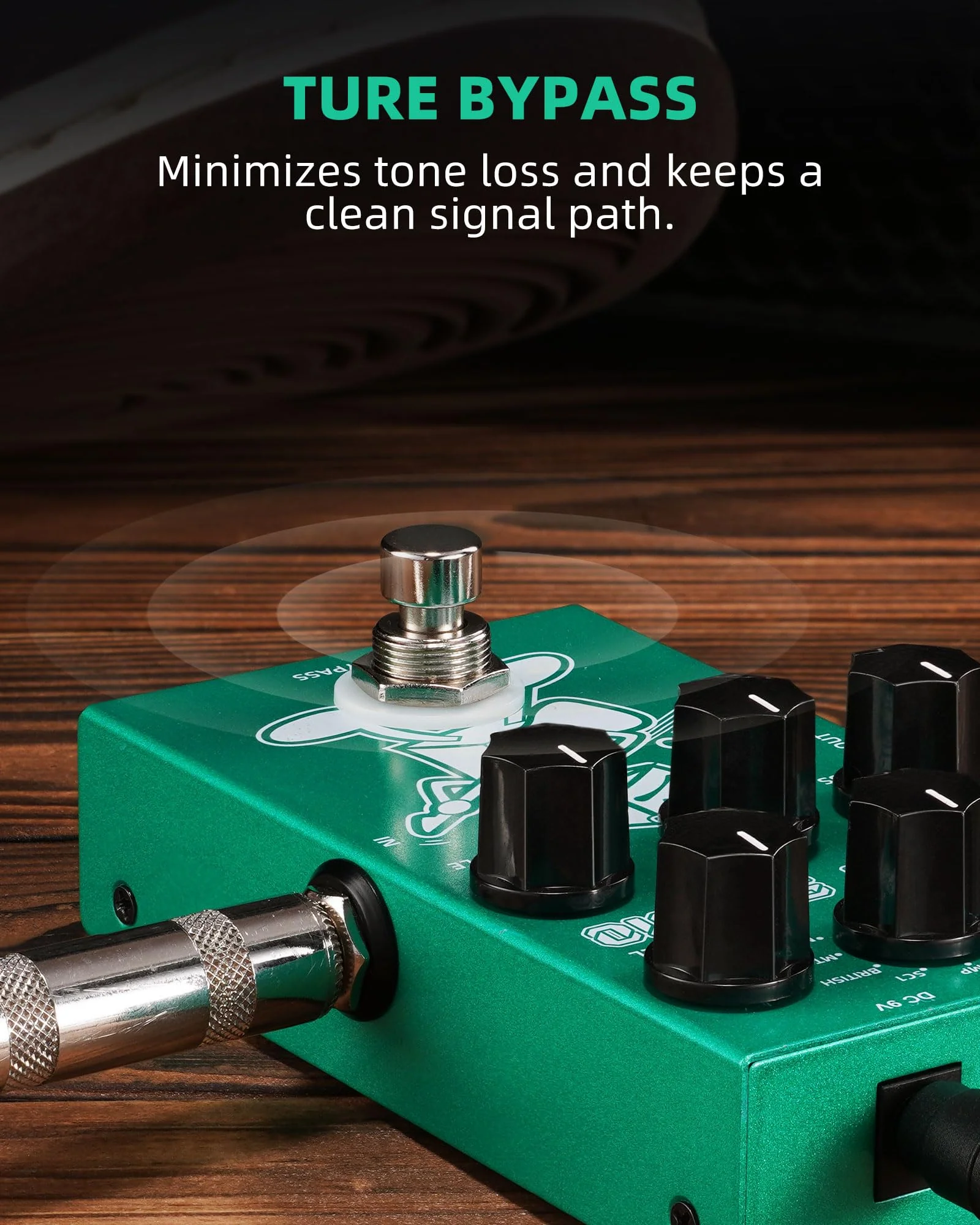 LEKATO Boost Distortion Overdrive Digital Guitar Effect Pedal with 9 Tones, 3-band EQ, True Bypass, Combo Clean Pedal for Electric Guitar Green Boost Distortion - Image 4