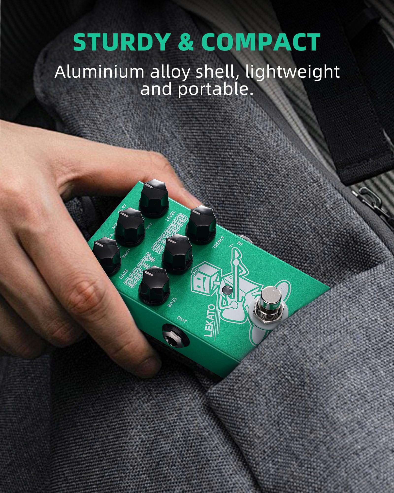 LEKATO Boost Distortion Overdrive Digital Guitar Effect Pedal with 9 Tones, 3-band EQ, True Bypass, Combo Clean Pedal for Electric Guitar Green Boost Distortion - Image 6