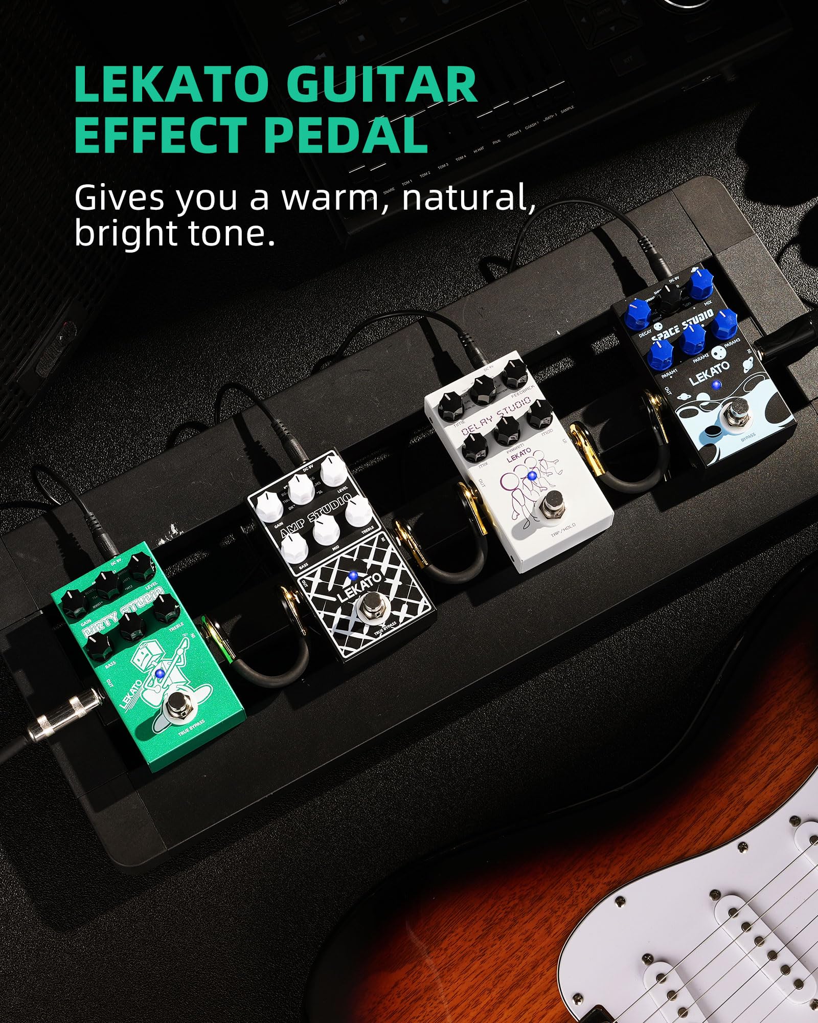 LEKATO Boost Distortion Overdrive Digital Guitar Effect Pedal with 9 Tones, 3-band EQ, True Bypass, Combo Clean Pedal for Electric Guitar Green Boost Distortion - Image 8
