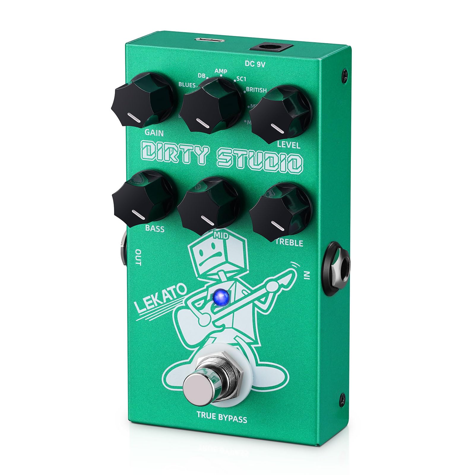 LEKATO Boost Distortion Overdrive Digital Guitar Effect Pedal with 9 Tones, 3-band EQ, True Bypass, Combo Clean Pedal for Electric Guitar Green Boost Distortion - Image 9