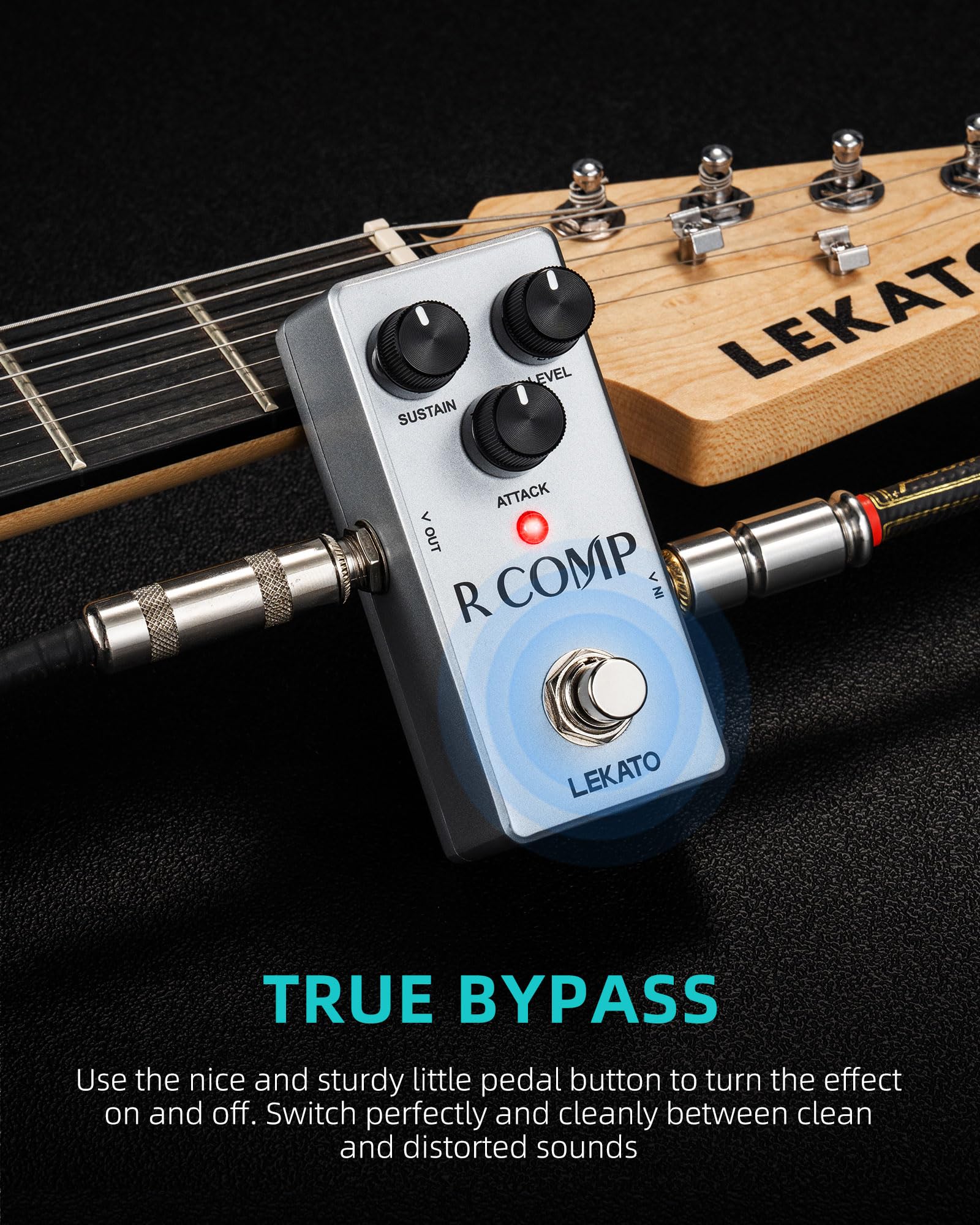 LEKATO Compressor Pedal, FET Compressor Effect Pedal, Mini Compressor Pedal Analog for Electric Guitar and Bass, True Bypass 9V - Image 3