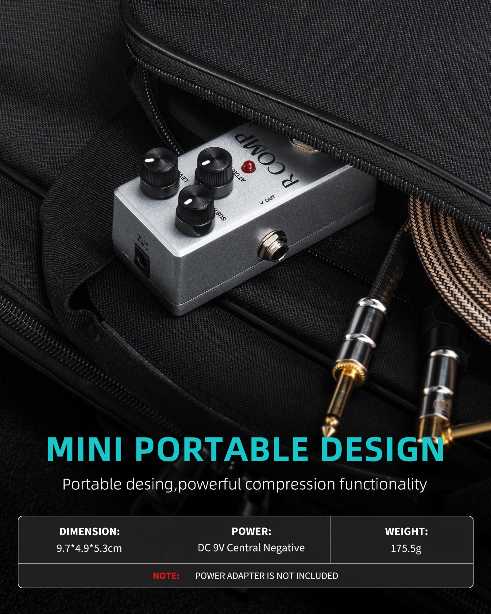 LEKATO Compressor Pedal, FET Compressor Effect Pedal, Mini Compressor Pedal Analog for Electric Guitar and Bass, True Bypass 9V - Image 5
