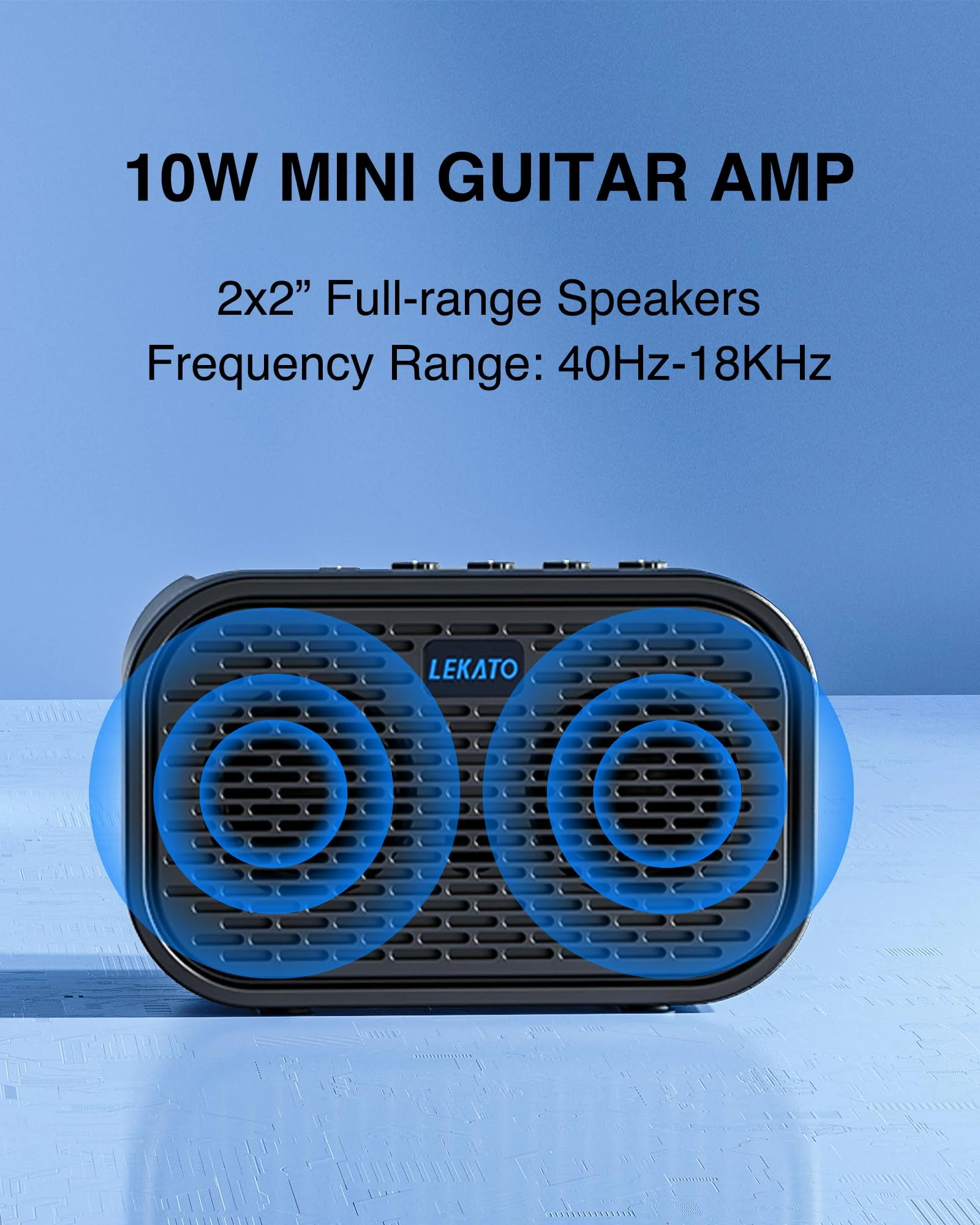 LEKATO Electric Guitar Amp, 10W Mini Guitar Amp, Distortion, Clean, Delay, Three-Band EQ, Gain Regulation, Bluetooth Guitar Amp Portable for Travel, Room Practice Black - Image 2
