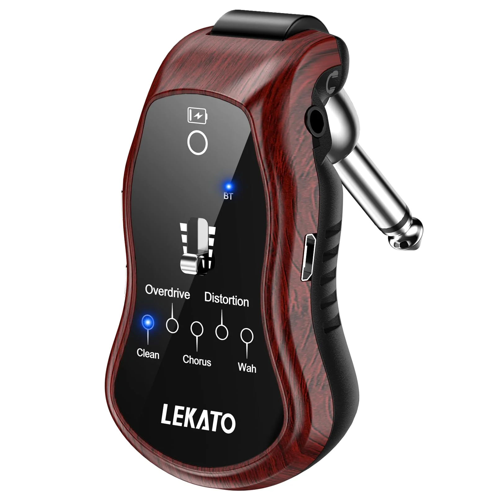LEKATO Guitar Headphone Amp,Micro Electric Guitar Headphone Amp for Electric Guitar&Bass Rechargeable Bass Headphone Amplifier for Practice with 5 Effects(Clean Chorus Overdrive Distortion and Wah) - Image 8