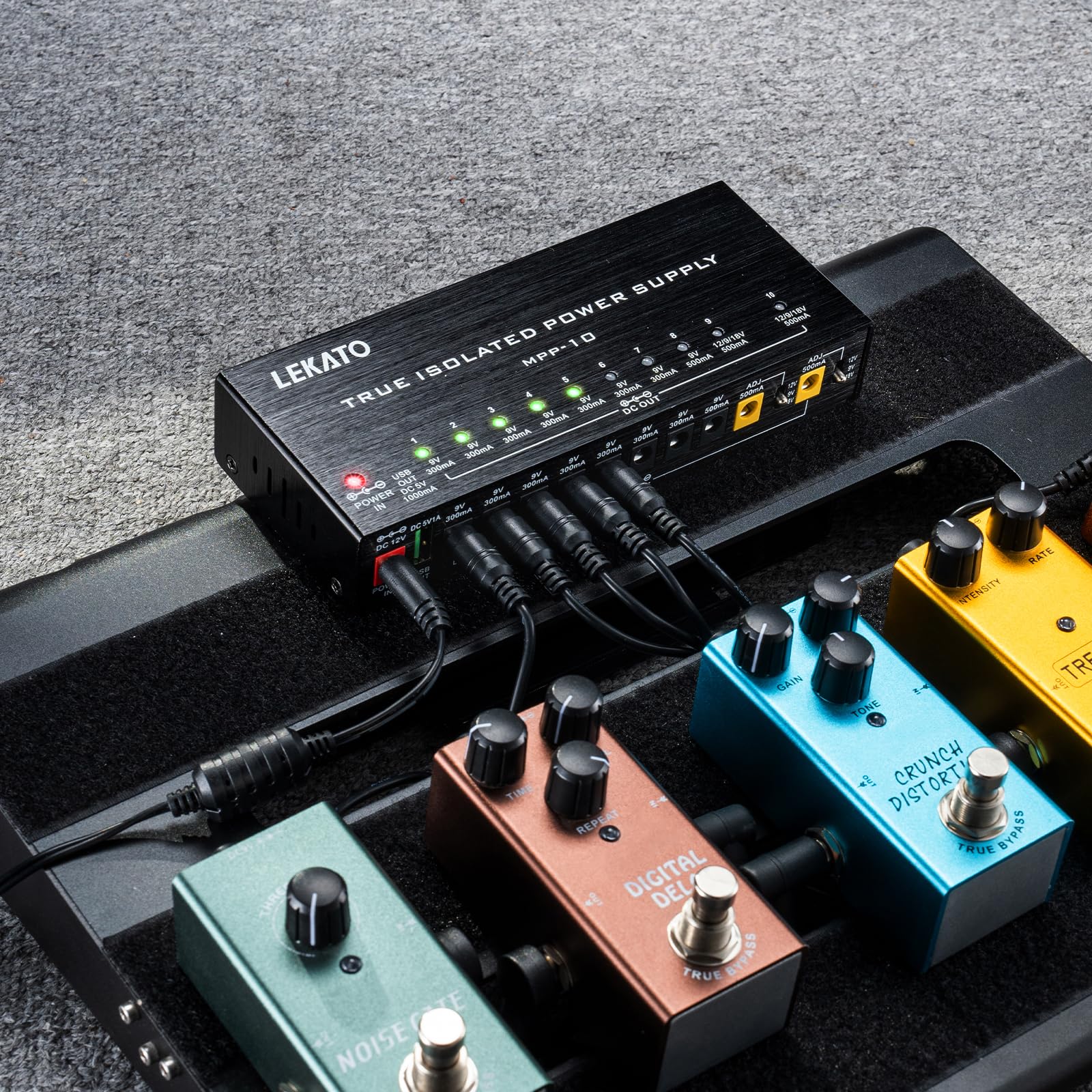 LEKATO Guitar Pedal Power Supply, True Isolated Pedal Power Supply with 10 Ports, USB Port, Short Circuit Protection, Guitar Pedal Power DC Output 9V 12V 18V for Effect Pedal - Image 7