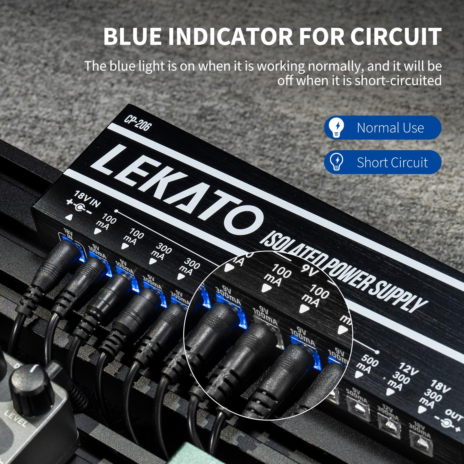 LEKATO Guitar Pedal Power Supply, True Isolated Pedal Power Supply with 12 Ports, Guitar Pedal Power DC Output 9V 12V 18V, Short Circuit Protection for Effect Pedals - Image 4