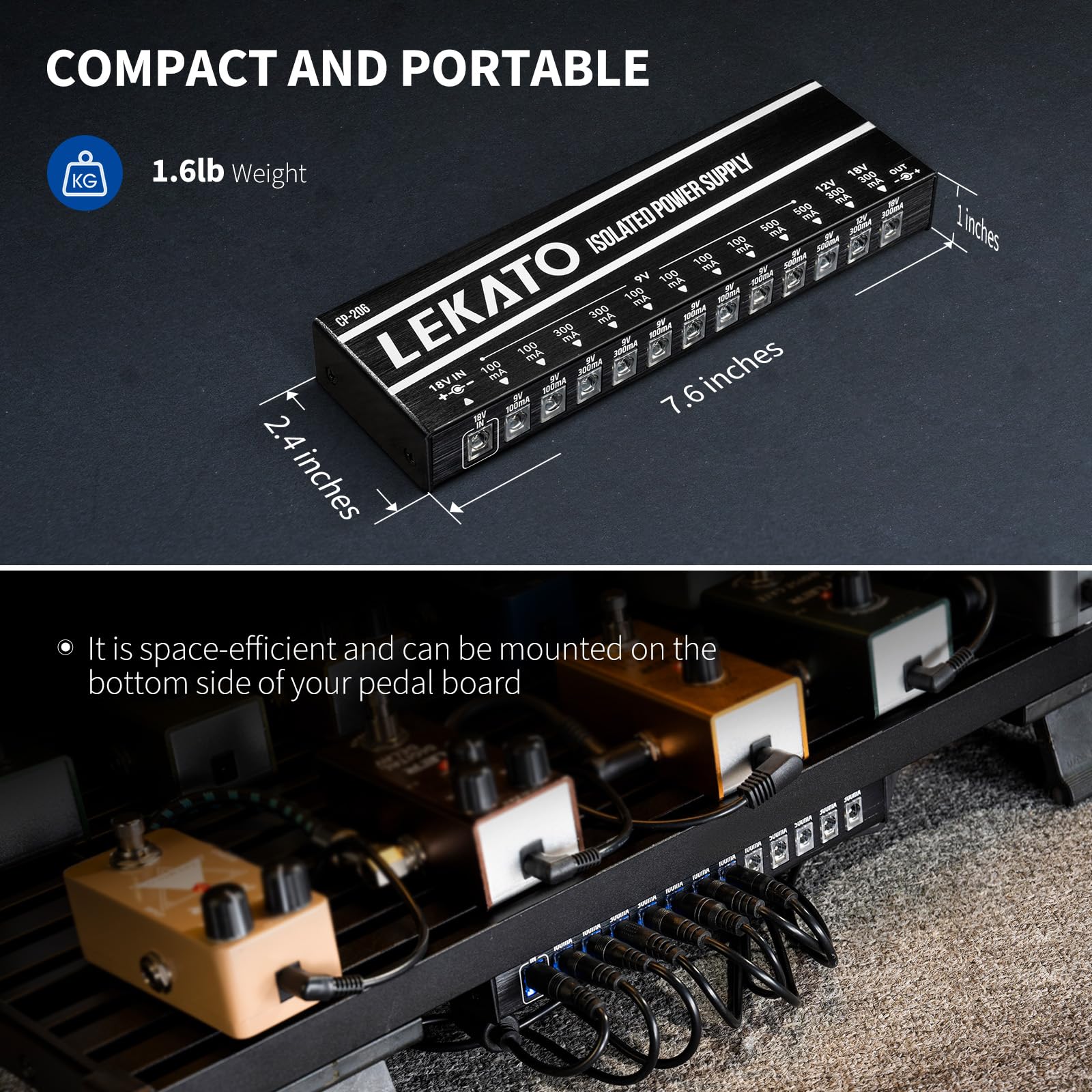 LEKATO Guitar Pedal Power Supply, True Isolated Pedal Power Supply with 12 Ports, Guitar Pedal Power DC Output 9V 12V 18V, Short Circuit Protection for Effect Pedals - Image 5