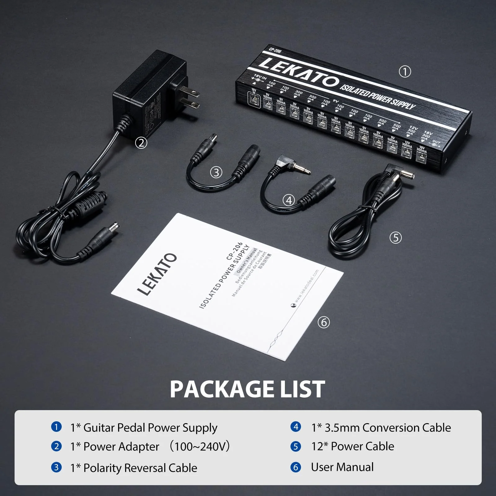 LEKATO Guitar Pedal Power Supply, True Isolated Pedal Power Supply with 12 Ports, Guitar Pedal Power DC Output 9V 12V 18V, Short Circuit Protection for Effect Pedals - Image 6