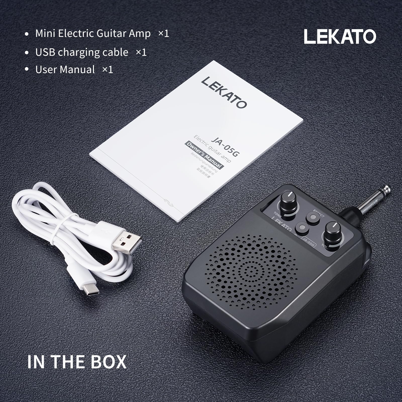 LEKATO Mini Electric Guitar Amp 5W, Portable Guitar Amp Bluetooth with Built-in 4 Effects, Clean Distortion Overdrive Reverb, Rechargeable Small Amplifier for Practice, Black (JA-05G) - Image 7