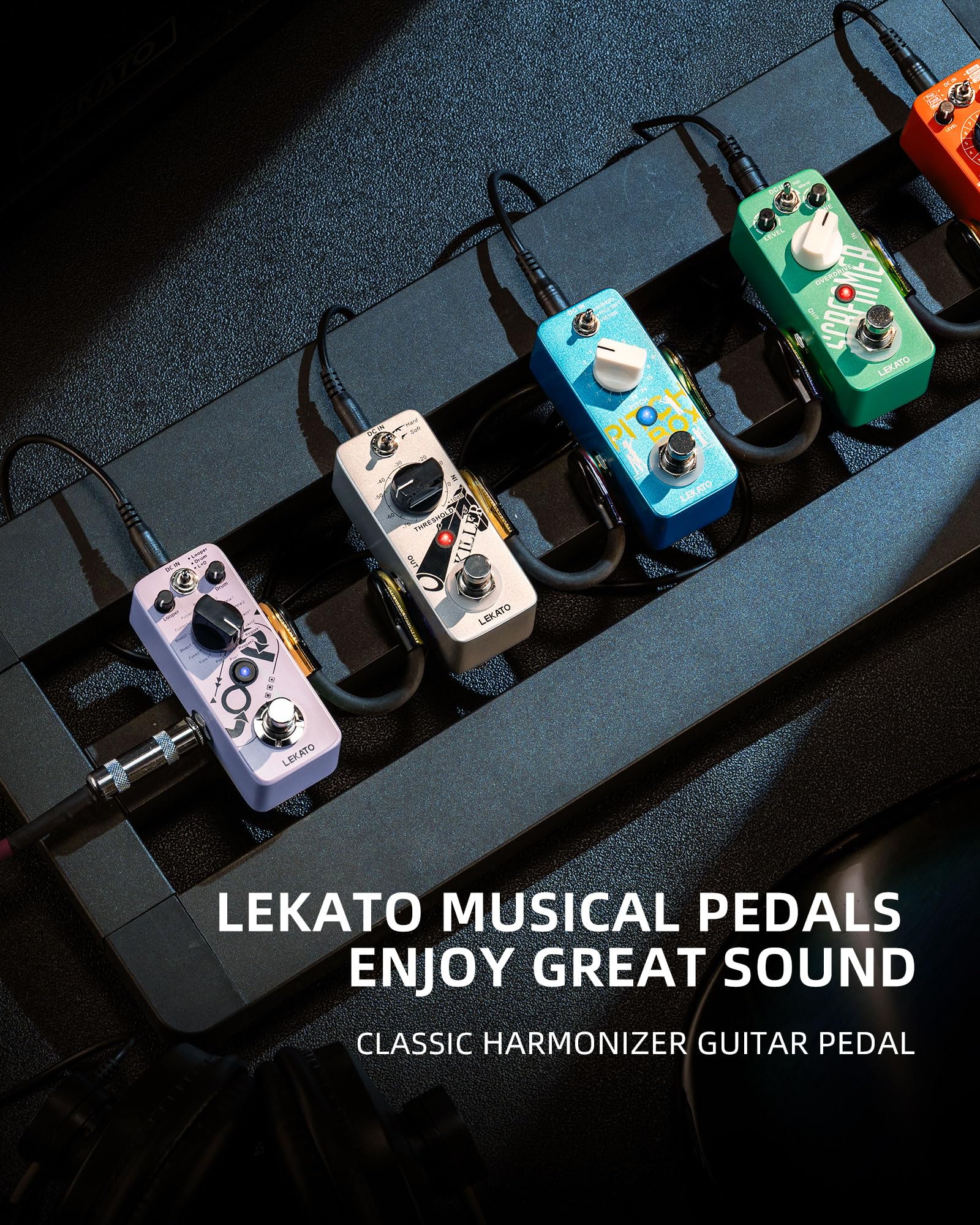 LEKATO Mini Pitch Shifter Pedal, Harmonizer Guitar Pedal Pitch Shift Box, Harmonizer Digital Octave Drop Pedals, True Bypass, Small Effects for Electric Guitar Bass Blue Pitch Box - Image 6