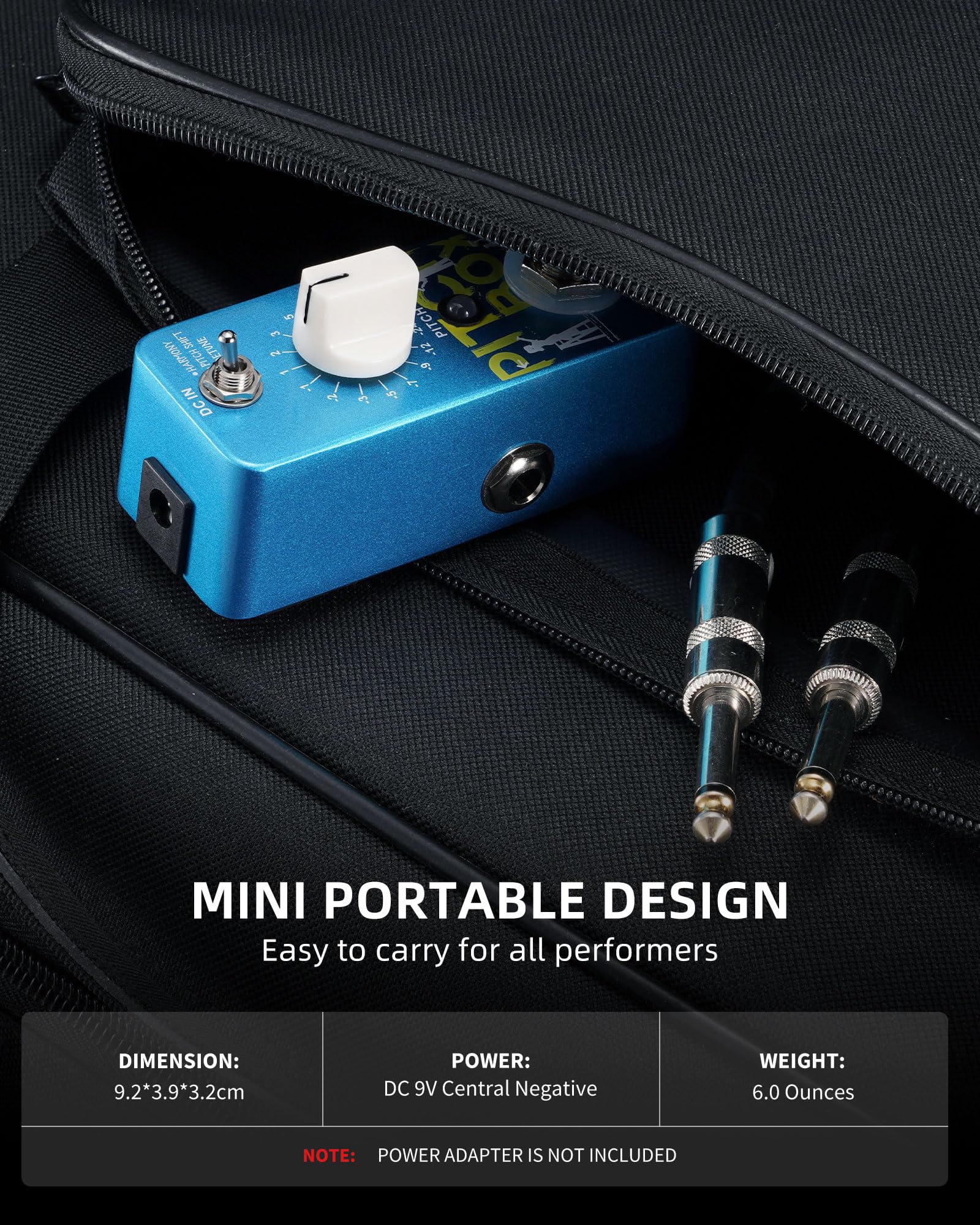 LEKATO Mini Pitch Shifter Pedal, Harmonizer Guitar Pedal Pitch Shift Box, Harmonizer Digital Octave Drop Pedals, True Bypass, Small Effects for Electric Guitar Bass Blue Pitch Box - Image 7