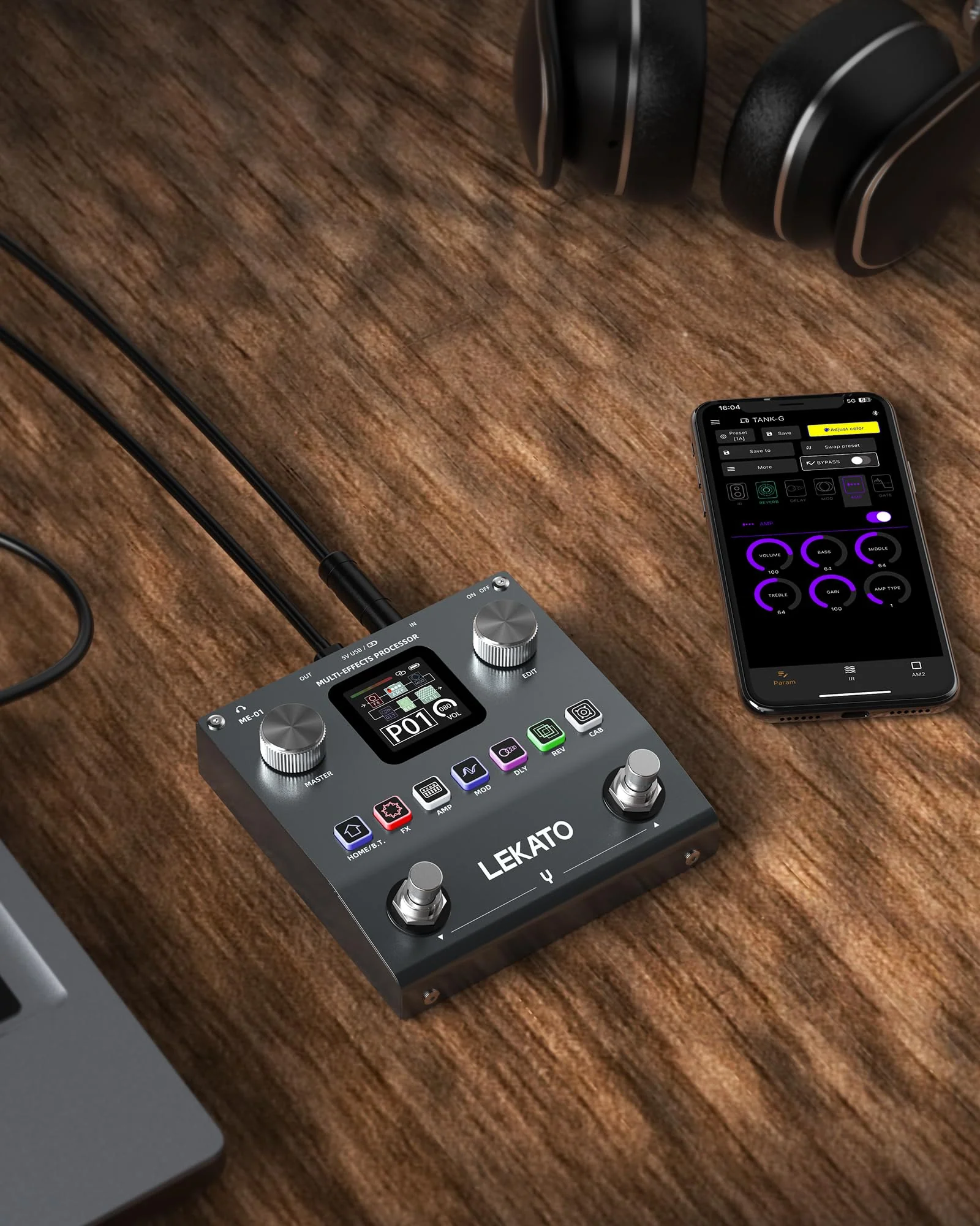 LEKATO Multi Effects Guitar Pedal, Electric Guitar Effects Pedal, Pocket Rechargeable Effects Processor with 6 Effects Modules, 80 Presets, 20 IRs, BT Audio, Headphone Output - Image 7
