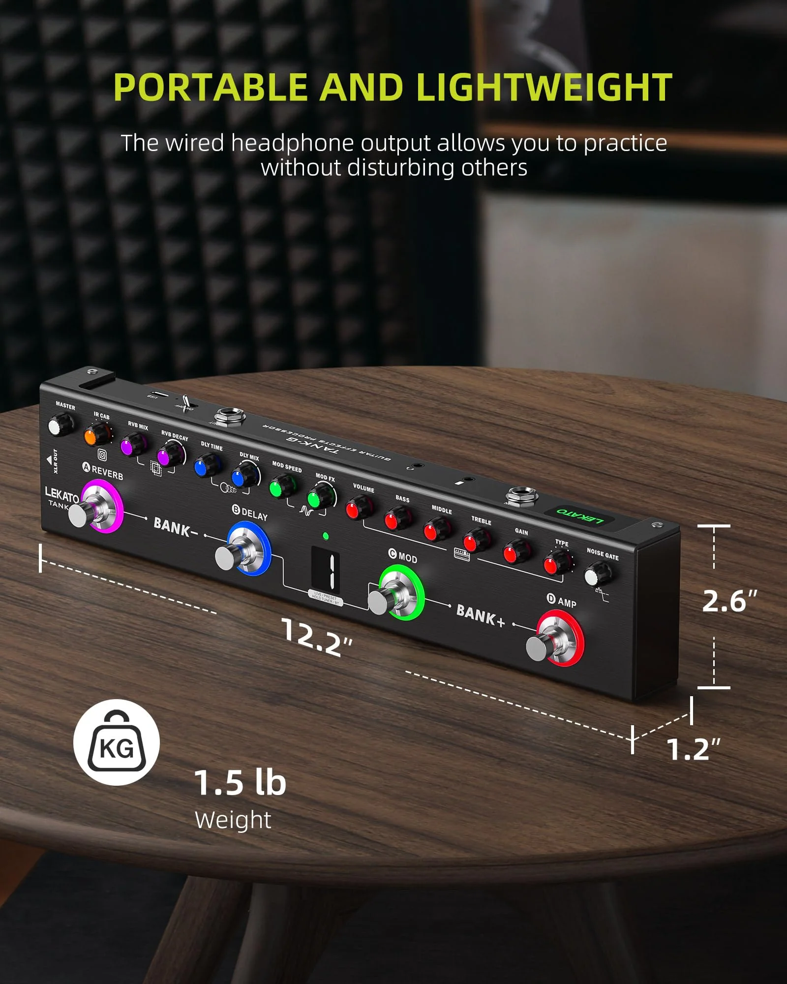 LEKATO Multi Effects Guitar Pedal, Guitar Effects Pedal with 36 Presets, Editable 4 Modules, Amp, Chorus, Delay, Reverb, IR CAB, Tuner, BT Connection, Music Recording For Electric Guitar - Image 8