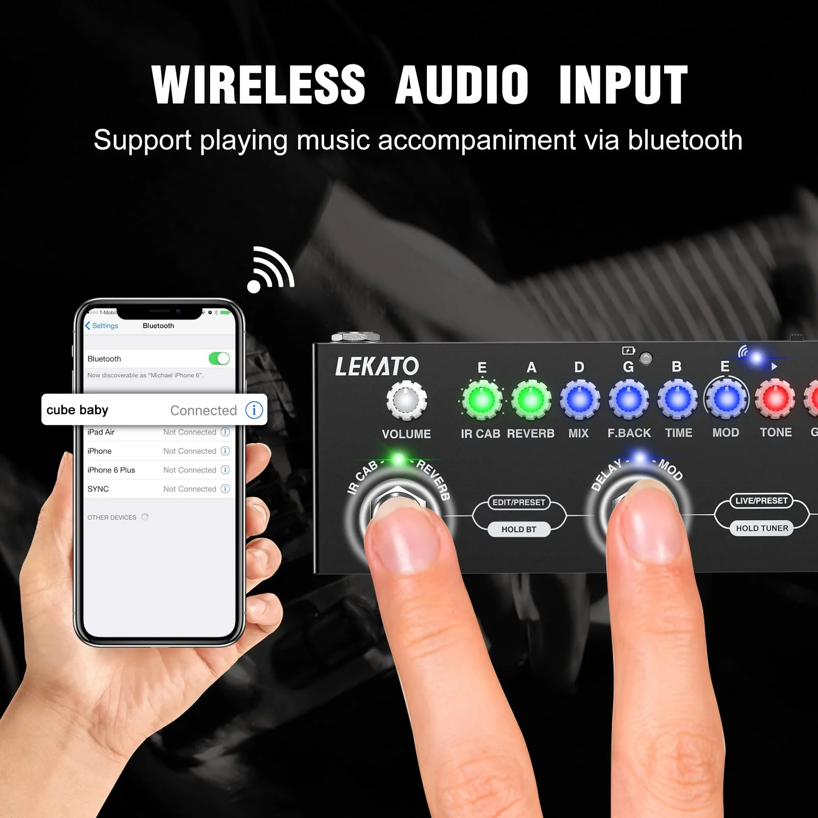 LEKATO Multi Effects Guitar Pedal, with IR Loading 9 AMP Models, Delay Reverb Distortion Overdrive Pedal, Rechargable Electric Guitar Effects Multi Pedal Support Recording,Bluetooth 5.0 For Electric Guitar - Image 7
