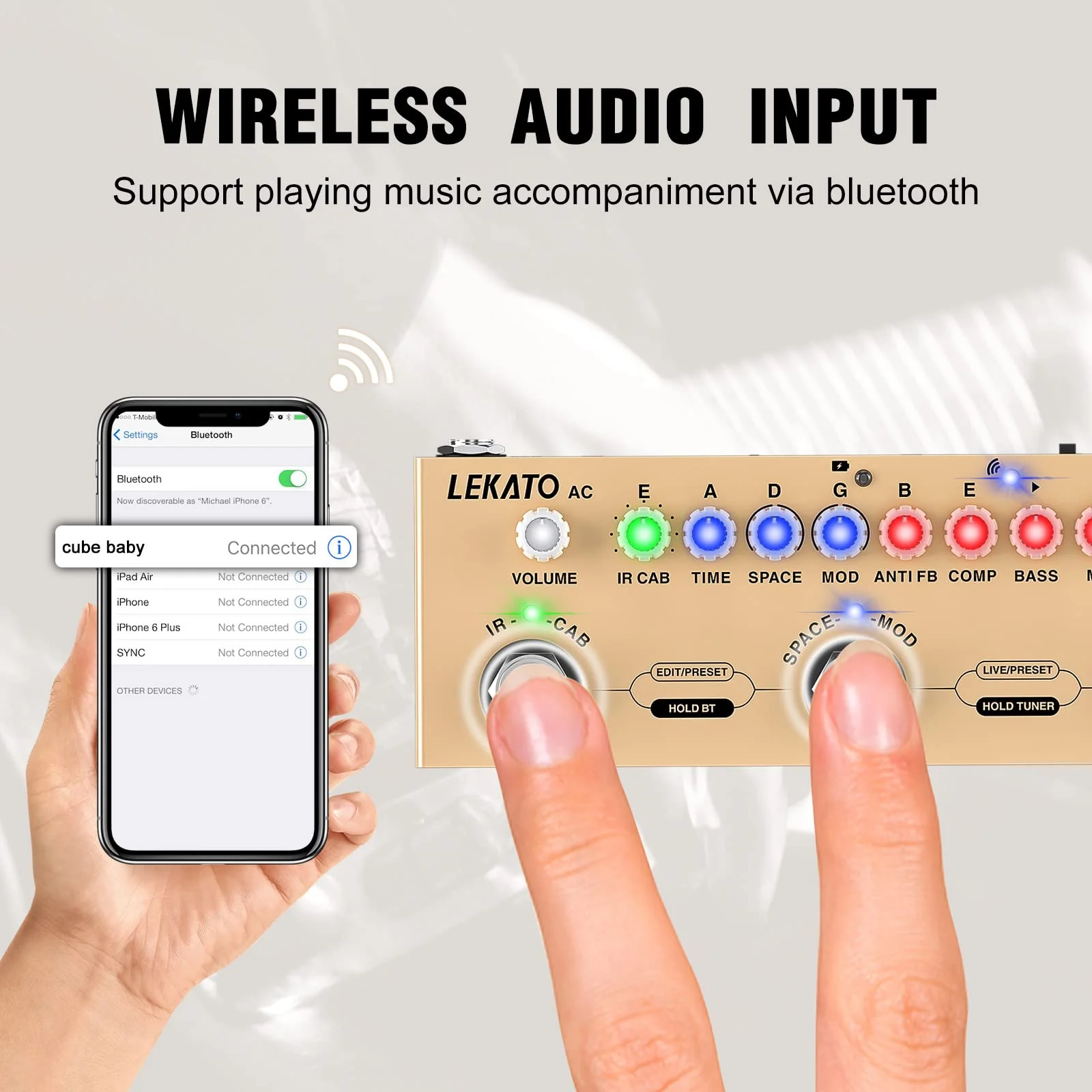 LEKATO Multi Effects Pedal for Acoustic Guitar, with IR Loading 9 AMP Models, Acoustic Multi Effects Processor, Bluetooth 5.0,Recording, Built-in Battery - Image 5