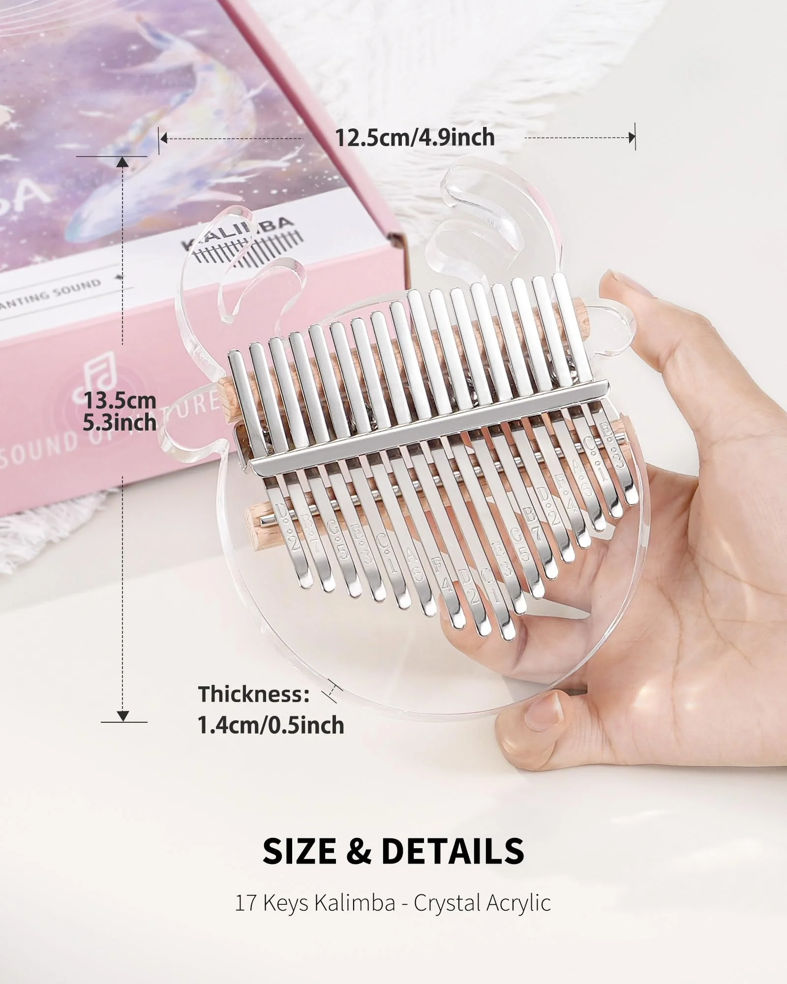 LEKATO Reindeer Kalimba Thumb Piano 17 keys, Portable Crystal Acrylic Mbira Finger Piano Kits, Perfect for Kid Adults Beginners, Home & Travel 17 Keys Crystal - Image 6