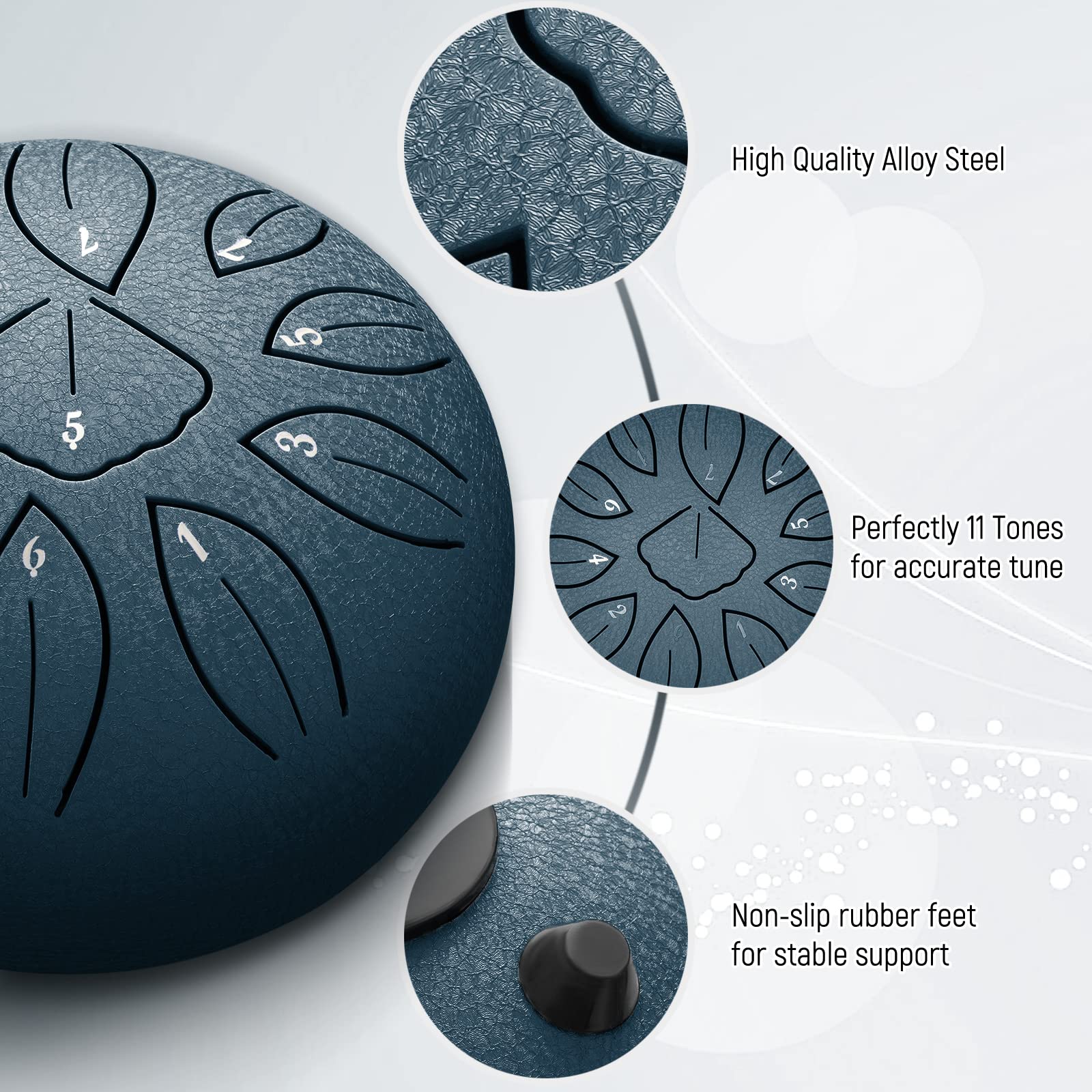 LEKATO Steel Tongue Drum 6 Inch 11 Note Sound Healing Beginner Handpan Drum Percussion for Meditation Yoga Musical Education - Image 2