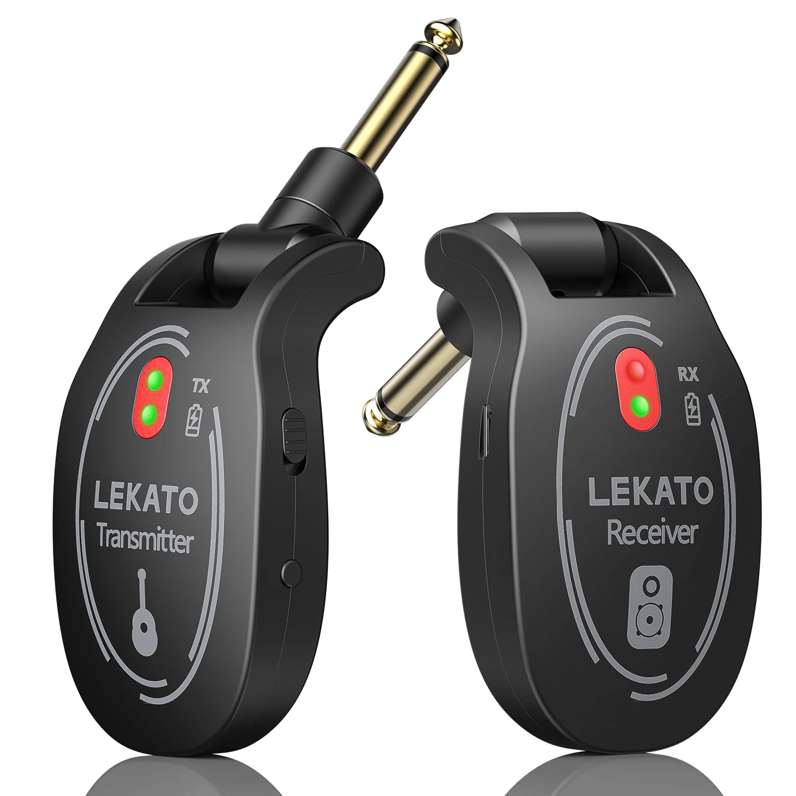LEKATO UHF Wireless Guitar System Rechargeable, Wireless Transmitter Receiver 4 Channels 165ft tansmisiion Low Latency Guitar Wireless System,Black - Image 7