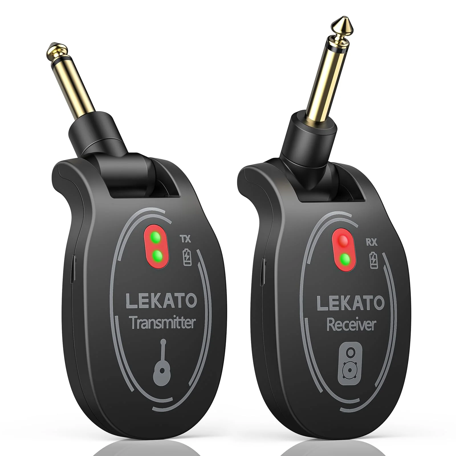 LEKATO UHF Wireless Guitar System Rechargeable, Wireless Transmitter Receiver 4 Channels 165ft tansmisiion Low Latency Guitar Wireless System,Black - Image 8