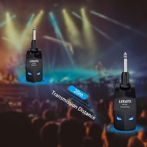 LEKATO Wireless Guitar System 2.4GHz Audio Guitar Transmitter Receiver with 4 Channels Rechargeable Guitar Wireless System for Guitar Bass Electric Instruments Practise/Performance(WS-80) - Image 3