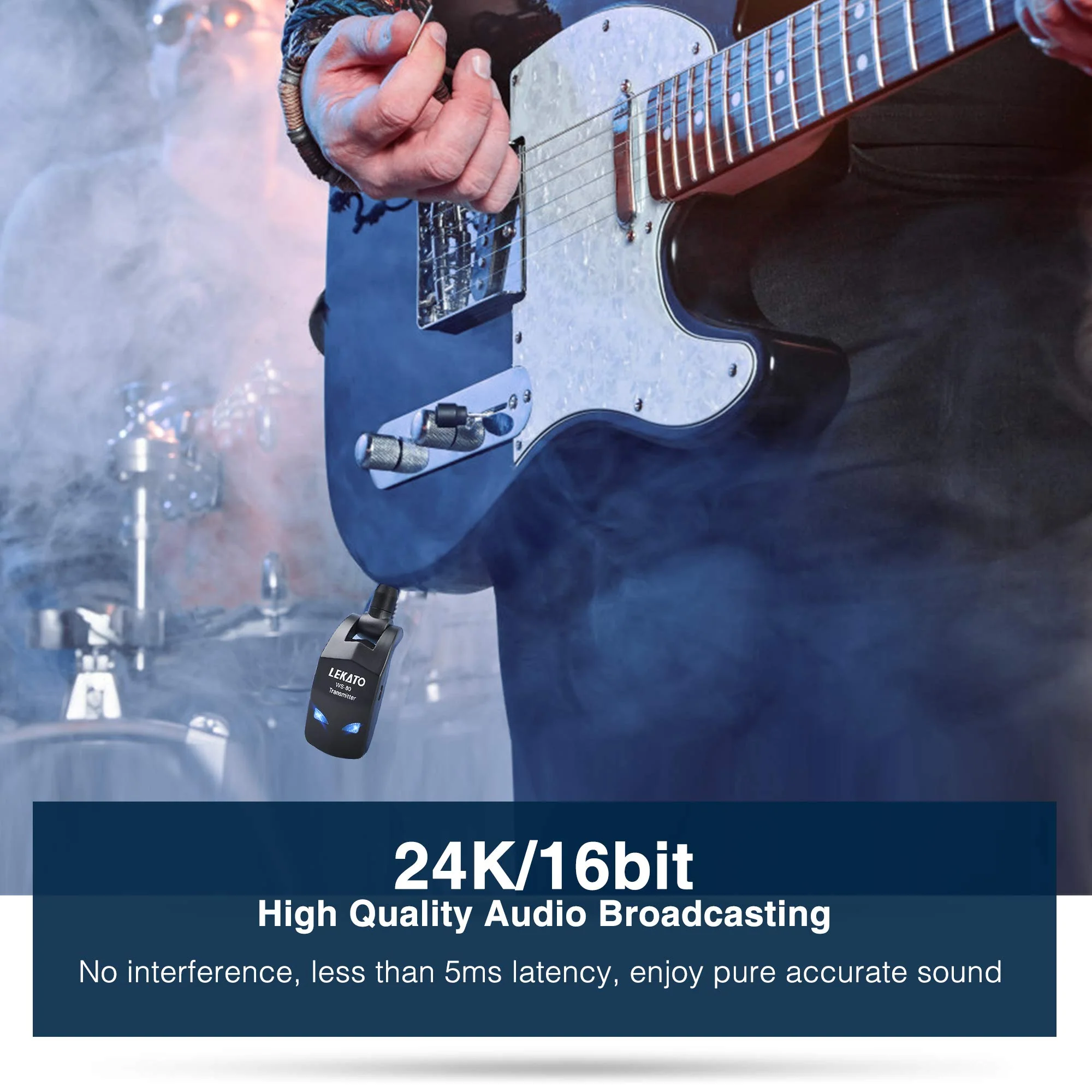 LEKATO Wireless Guitar System 2.4GHz Audio Guitar Transmitter Receiver with 4 Channels Rechargeable Guitar Wireless System for Guitar Bass Electric Instruments Practise/Performance(WS-80) - Image 7