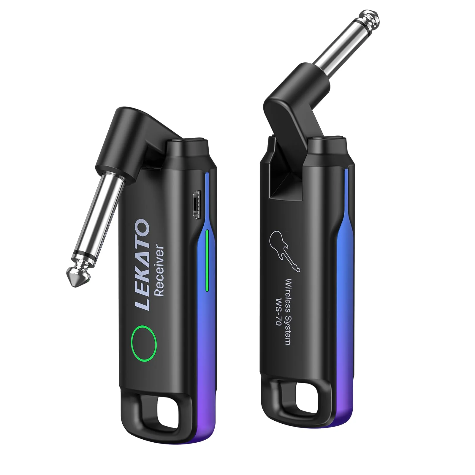 LEKATO Wireless Guitar System UHF Wireless Guitar Transmitter Receiver Rechargeable Audio Wireless Guitar Transmitter and Receiver with 70 Channels Wireless for Guitar Bass Electric Instruments (Blue) Blue - Image 8