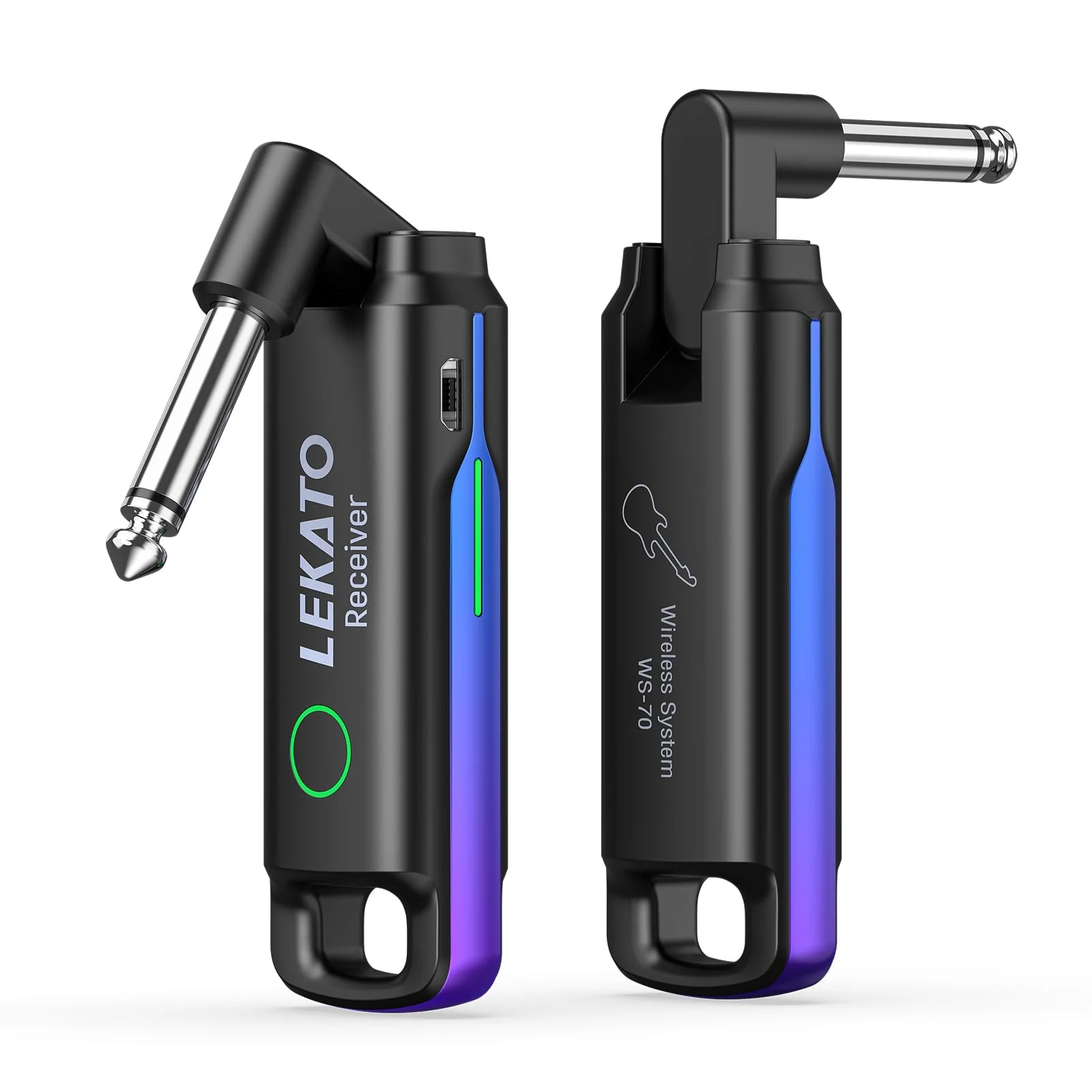 LEKATO Wireless Guitar System UHF Wireless Guitar Transmitter Receiver Rechargeable Audio Wireless Guitar Transmitter and Receiver with 70 Channels Wireless for Guitar Bass Electric Instruments (Blue) Blue - Image 9