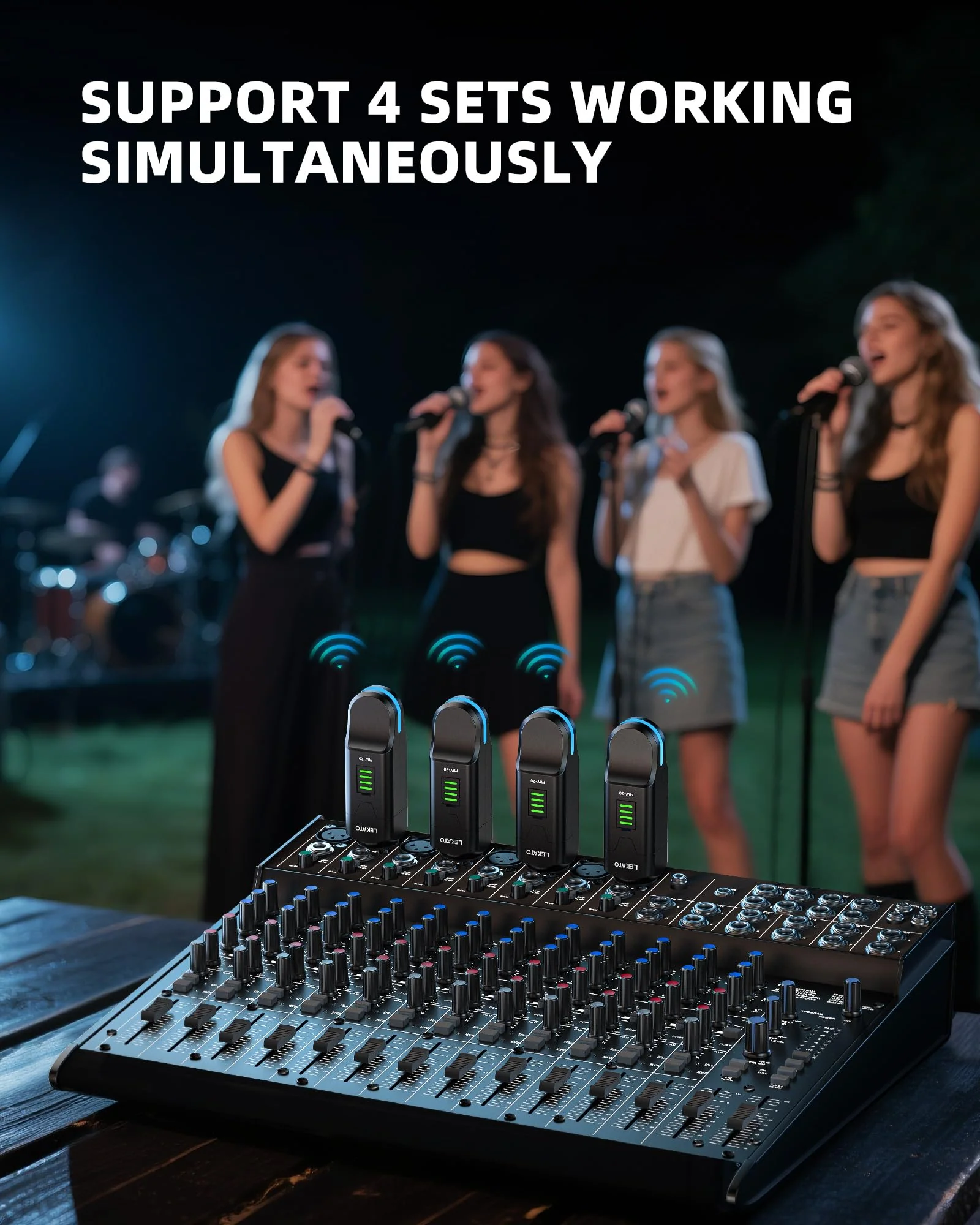 LEKATO Wireless Microphone System 2.4GHz, 48V Phantom Power for Condenser Mic, Wireless XLR Transmitter Receiver High-Resolution for Dynamic Mic, PA System, Audio Mixer(MW-20) - Image 6