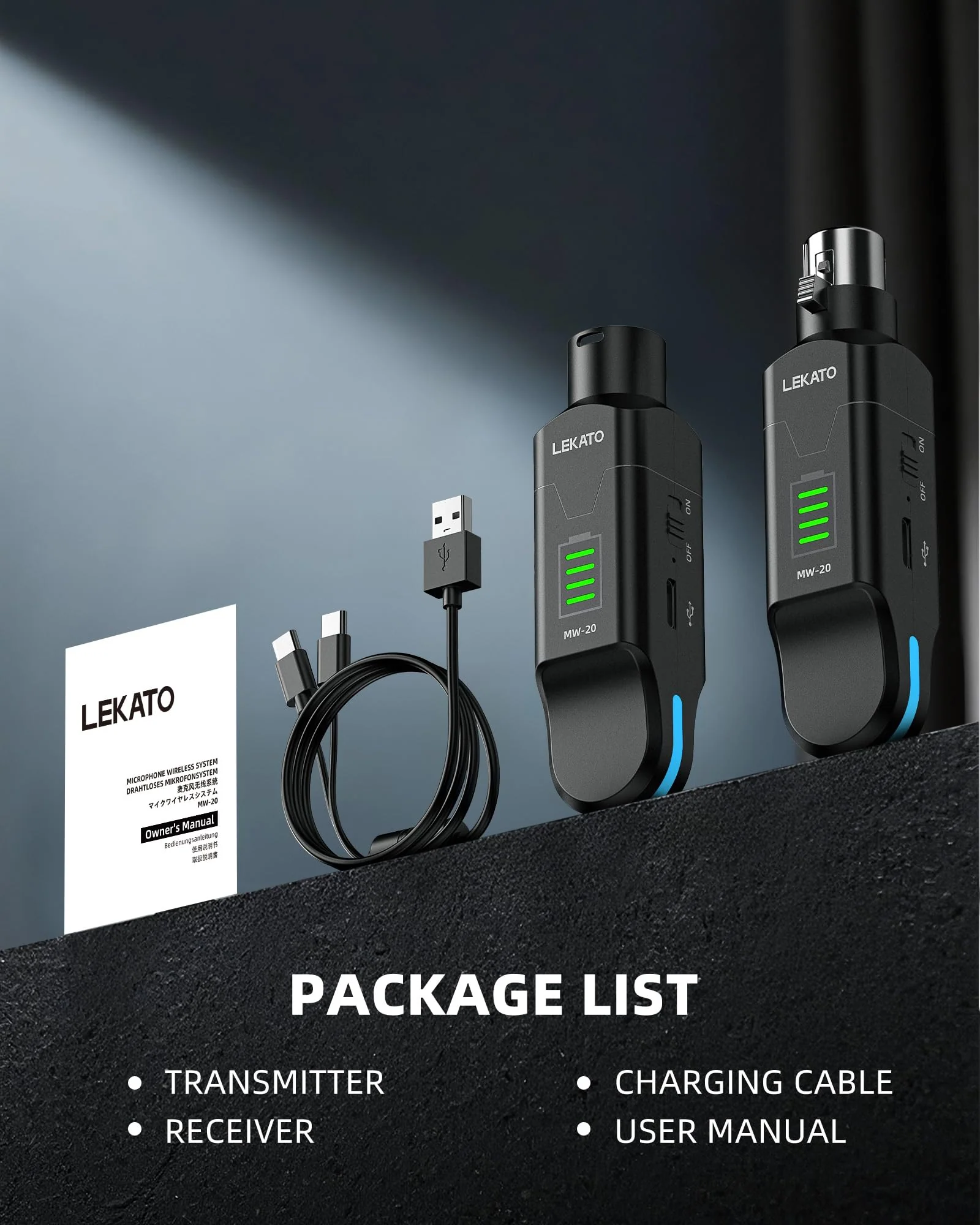 LEKATO Wireless Microphone System 2.4GHz, 48V Phantom Power for Condenser Mic, Wireless XLR Transmitter Receiver High-Resolution for Dynamic Mic, PA System, Audio Mixer(MW-20) - Image 8