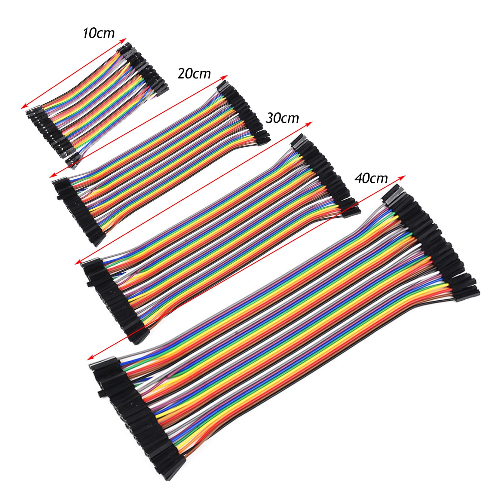 Leloco Dupont Jumper Cable Set 160 Pieces, Female-Female, Cable Jumper Jumpers 28AWG 10/20/30/40 cm, Multicoloured Jumper Wire with Dupont Connector for Arduino, Raspberry Pi & Electronics Projects BB - Image 2