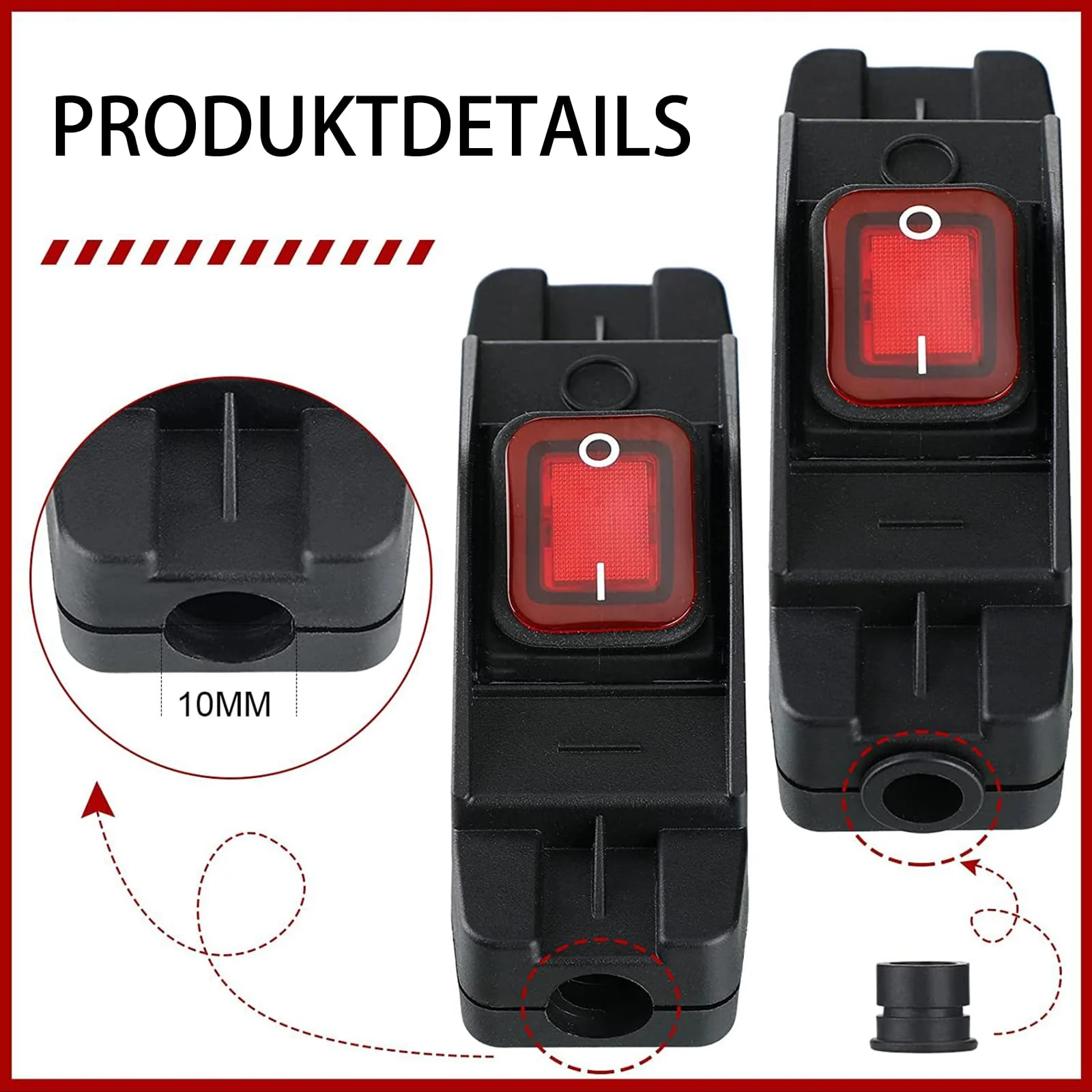 Leloco IP66 Garden Switch Waterproof Cable Switch, 16A 250V Waterproof Switch for Outdoor Use Switch Cable Switch Cord Switch Outdoor Use Waterproof Switch red - Image 7