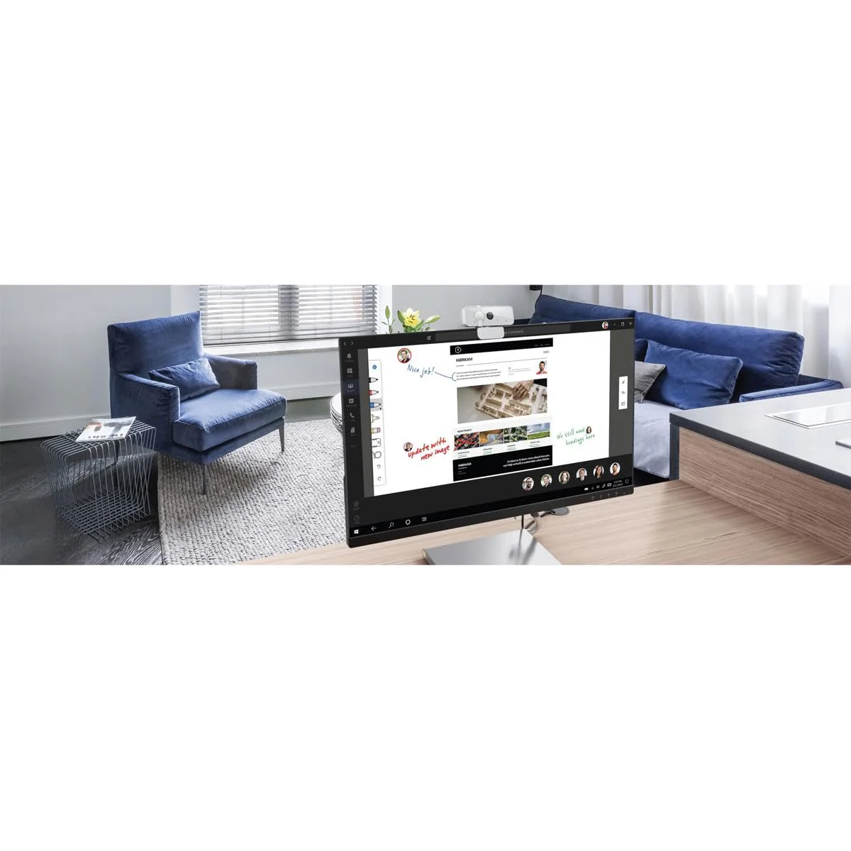 Lenovo HD 1080p Webcam (300 FHD) - Monitor Camera with 95° Wide Angle, 360° Rotation Pan & Tilt, Dual Microphones – Attachable Desktop Cam with Privacy Shutter for Remote Work, Streaming & Gaming 300 FHD Cloud Grey - Image 2