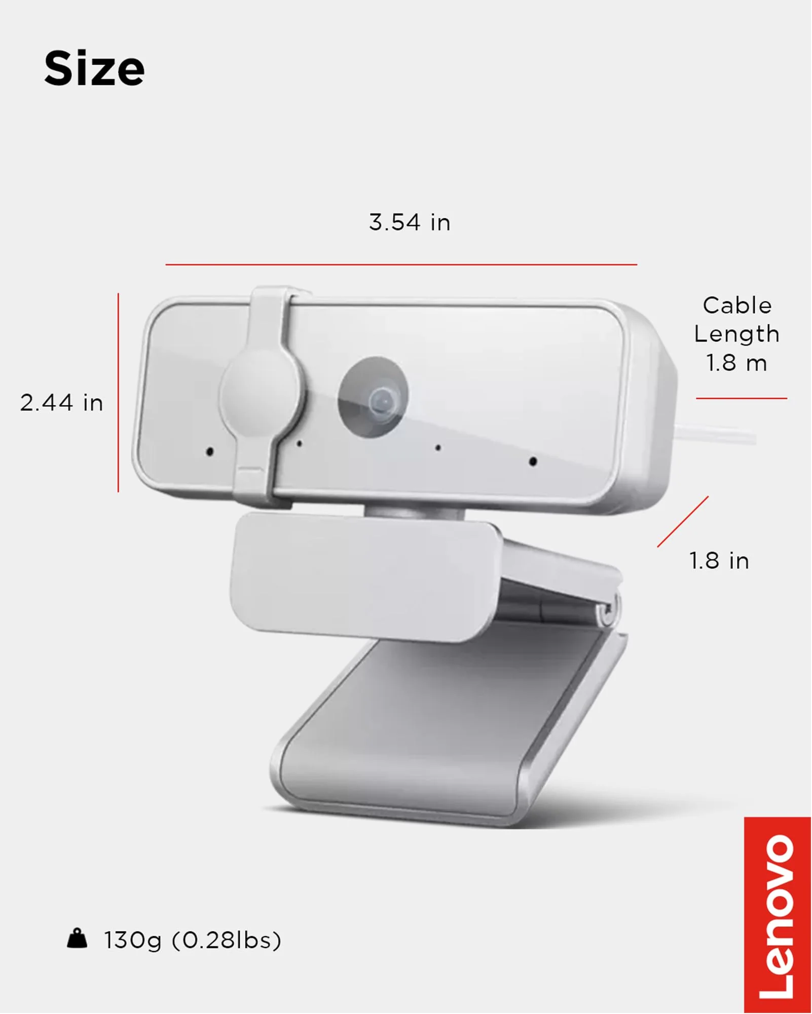 Lenovo HD 1080p Webcam (300 FHD) - Monitor Camera with 95° Wide Angle, 360° Rotation Pan & Tilt, Dual Microphones – Attachable Desktop Cam with Privacy Shutter for Remote Work, Streaming & Gaming 300 FHD Cloud Grey - Image 7