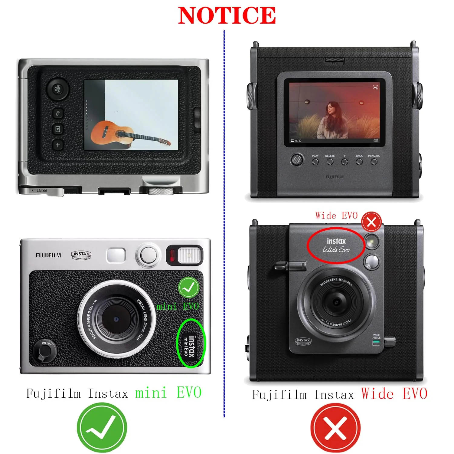 Lens Cap + Screen Protector for Fujifilm Instax Mini EVO Instant Camera(for Accessories),LCD + Lens PET Flim+Aluminum Mini Fuji Evo Lens Cover with Flocking Internal - Image 2