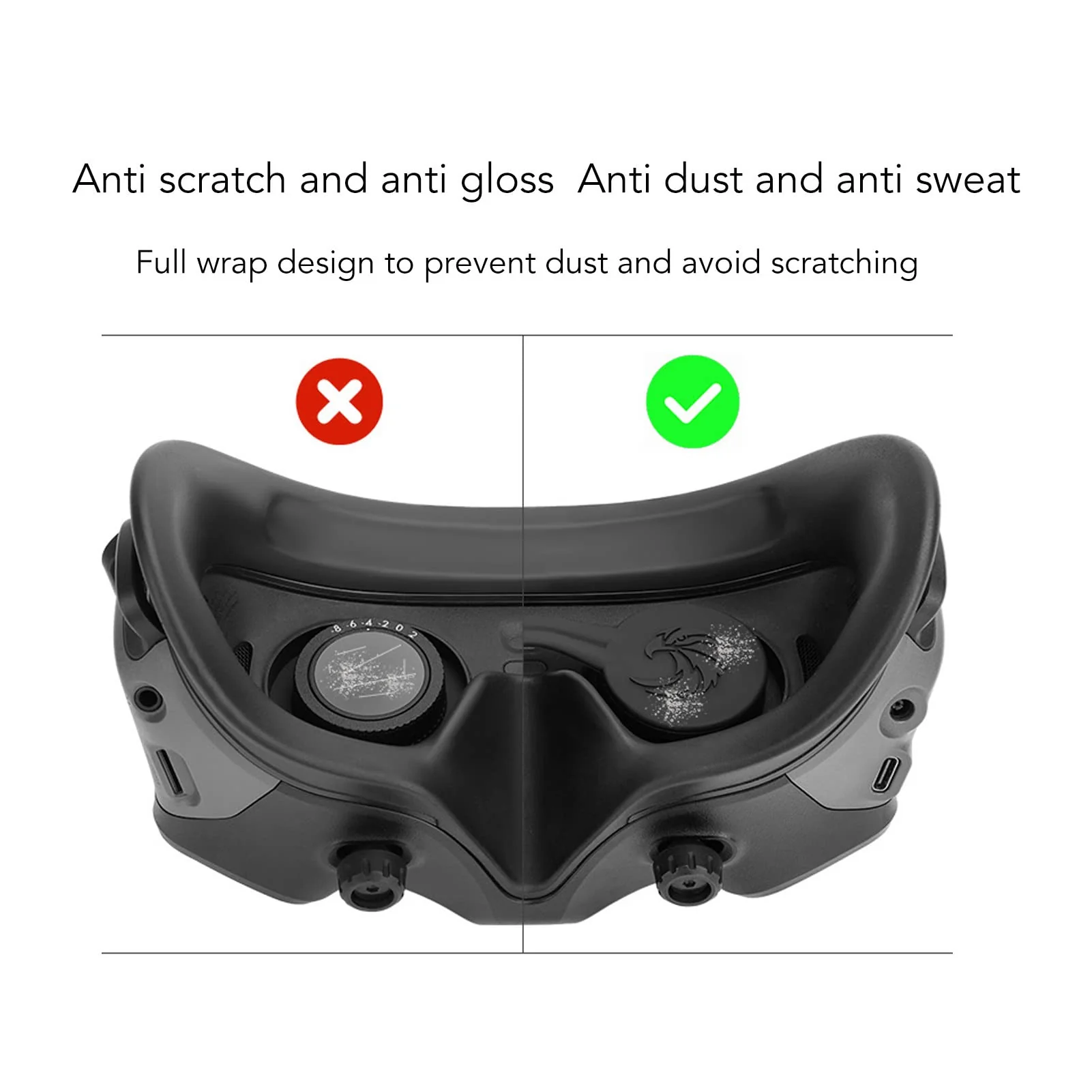 Lens Cover, Face Cover Compatible with Goggles 2, Soft Silicone Full Wrap Design VR Glasses Protective Cover for - Image 5