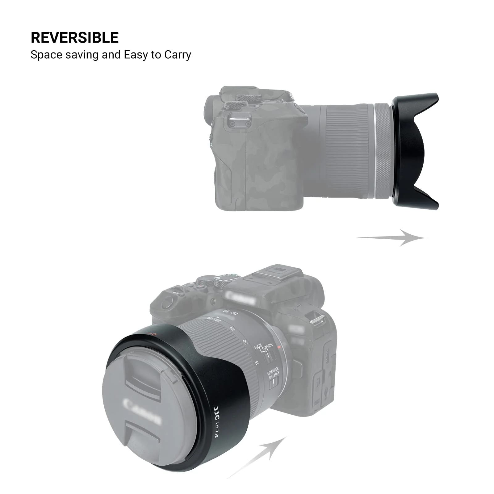 Lens Hood for Canon RF 15-30mm F4.5-6.3 is STM Lens on EOS R6 Mark II EOS R Series Camera, Reversible Lens Shade Replace Canon EW-73E Lens Hood, Compatible with 67mm Filters and 67mm Lens Cap Replace Can.EW-73E - Image 5