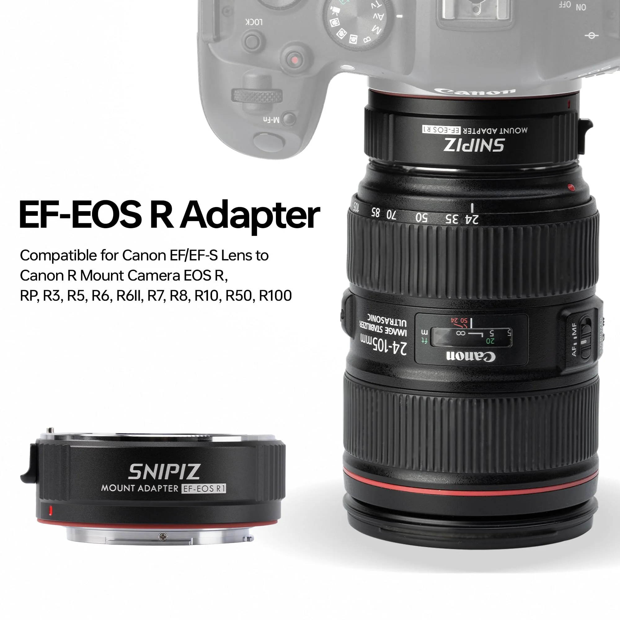 Lens Mount Adapter EF-EOS R Auto-Focus Lens Converter Compatible with Canon EF/EF-S Lens for Canon R Mount Camera EOS R, RP, R3, R5, R6, R6II, R7, R8, R10, R50, R100 - Image 4