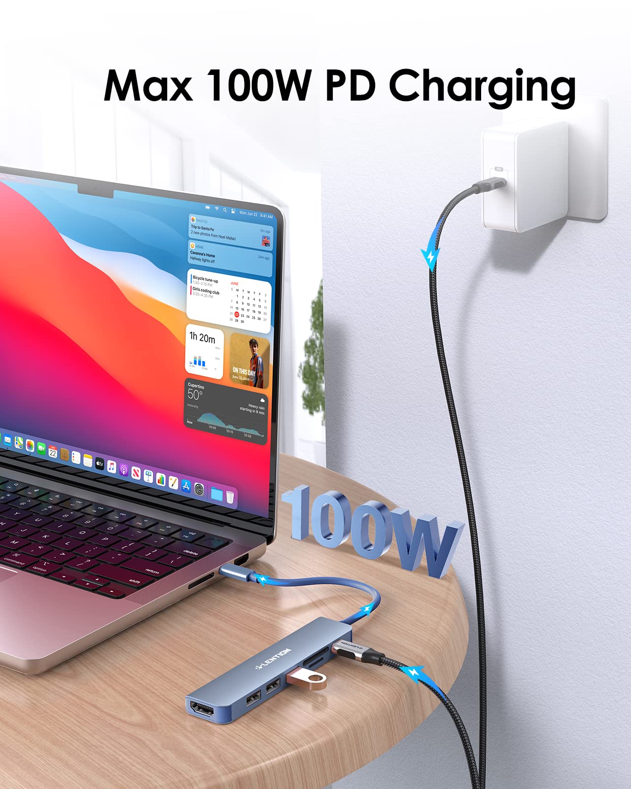 LENTION USB C Hub with 100W Charging, 4K HDMI, Dual Card Reader, USB 3.0 & 2.0 Compatible 2023-2016 MacBook Pro, New Mac Air/Surface, Chromebook, More, Stable Driver Adapter (CB-CE18,Blue) Blue - Image 5