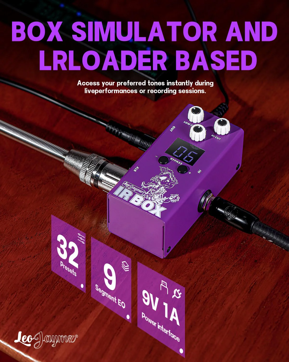 Leo Jaymz Guitar/Bass Effects Pedal Amplifier Simulation with 32 Presets and Advanced EQ, IR Cab Simulator - Image 5