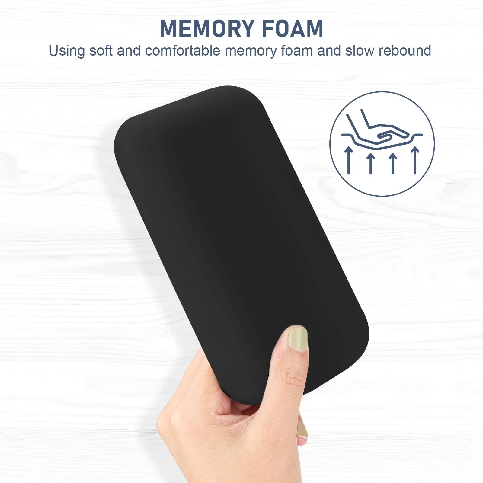 Leolee Elbow Rest Pads for Desk, Black Ergonomic Arm Rest Pads with Memory Foam & Non-Slip Base, Armrest Cushion Support Pad Relieve Elbow and Wrist Pain for Computer, Office, 2 Packs elbow pads - Image 2