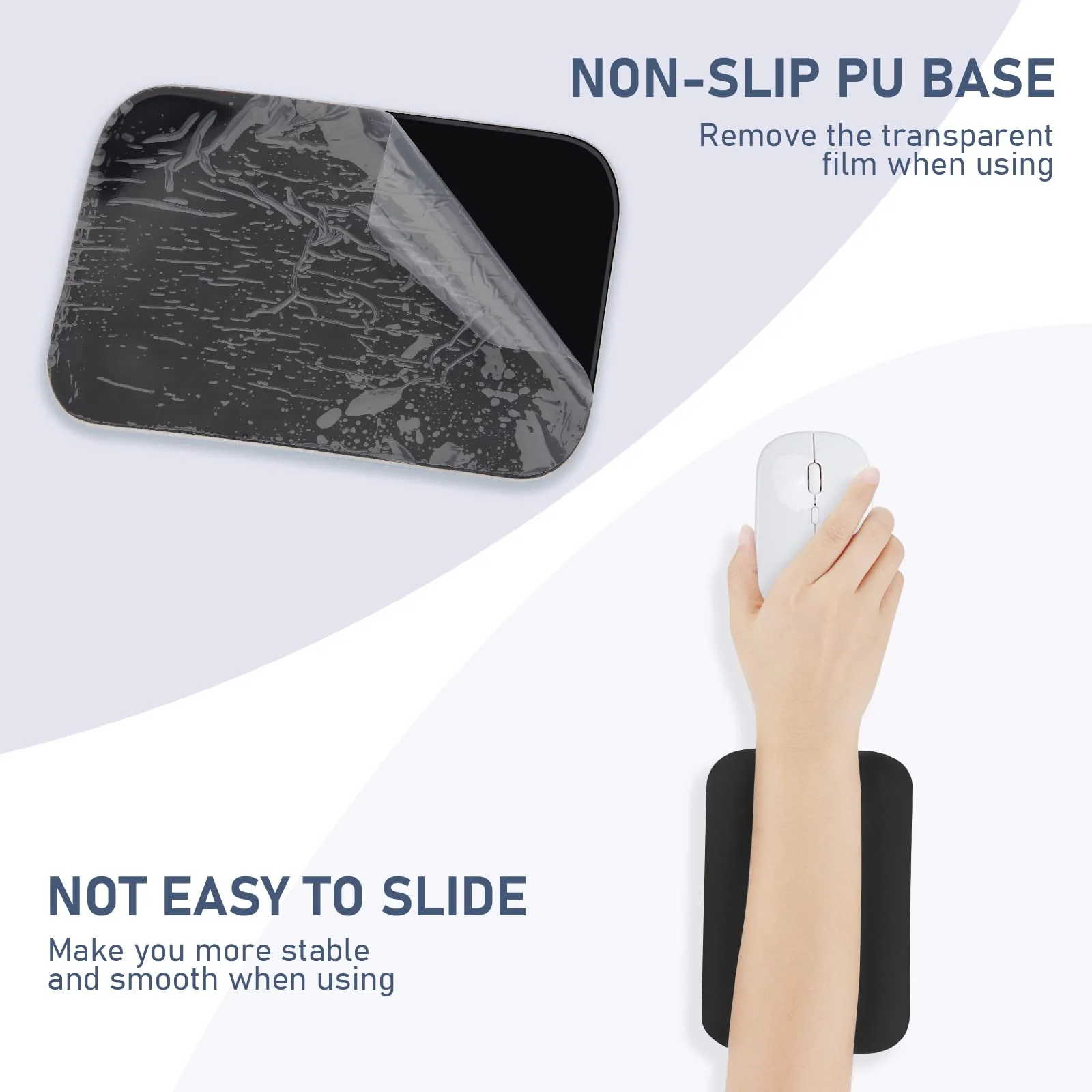 Leolee Elbow Rest Pads for Desk, Black Ergonomic Arm Rest Pads with Memory Foam & Non-Slip Base, Armrest Cushion Support Pad Relieve Elbow and Wrist Pain for Computer, Office, 2 Packs elbow pads - Image 5