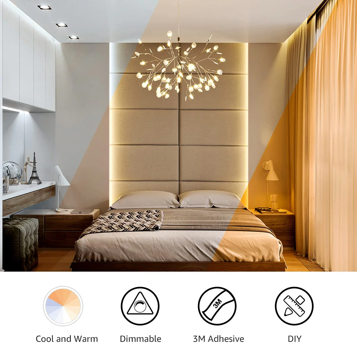 Lepro LED Tunable White Strip Light, Warm to Cool White,32.8ft Dimmable Bright LED Tape Lights, 600 LEDs 2835, Strong 3M Adhesive, Not Cuttable, Suitable for Christmas Decorations, Home, Bedroom 32.8 ft - Image 3