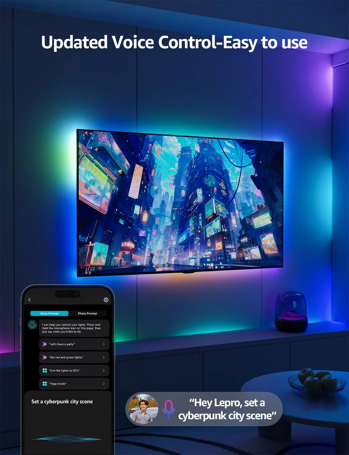 Lepro S1 AI LED Strip Lights for Bedroom - 32.8ft Smart RGB Light Strips with IC and Rainbow Chasing Effects, Color Segment DIY, Personalized Al Lighting Designer, No Remote, 2.4G Wi-Fi & Bluetooth - Image 3