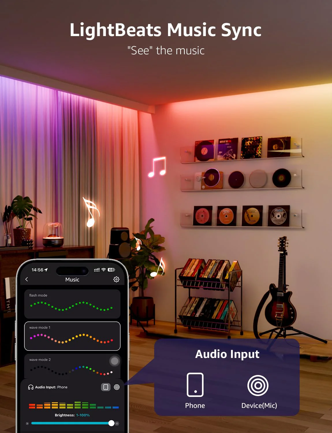 Lepro S2 AI Smart LED Strip Lights - 16.4ft RGBCW Light Strips with 2700K-5700K Tunable Warm White, Color Segment DIY, Personalized Al Lighting Designer, APP Control(No Remote), 2.4G Wi-Fi & Bluetooth - Image 6